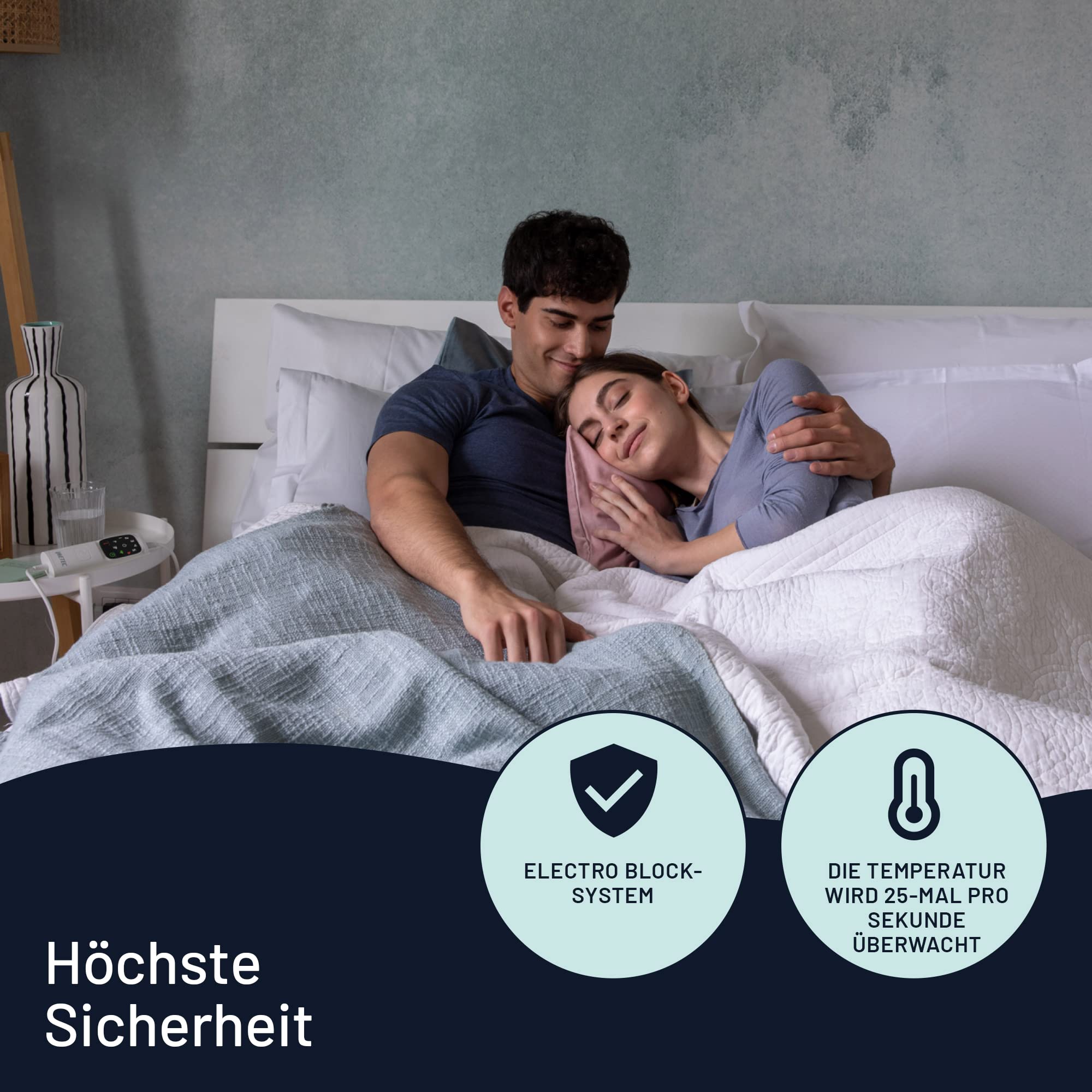 Imetec Scaldasonno Adapto, Maxi-Spann-Wärmeunterbett für Einzelbett, 195x90 cm, geringer Stromverbrauch, schnelle Erwärmung, indiv. Temperatur, hypoallergenes gestepptes Gewebe, Steuerung mit 6 Temp.