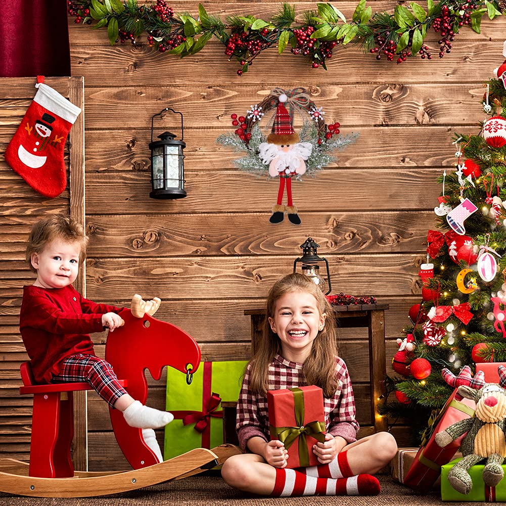 Corona de Navidad, HALOVIE Guirnaldas de Navidad 33 * 35cm para Puerta Colgante Artificial Decoraciones Navideñas Adorno de Navidad para Fiesta Regalo Ventana Pared Exterior