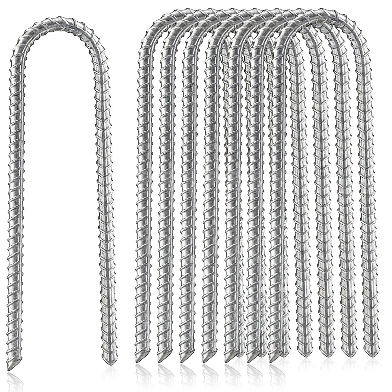 8 Stück Bodenanker Trampolin,Erdanker(Rostfrei),Bodenanker Heringe,Zeltheringe Erdanker,Bodenankerpfähle erdnagel- 30 cm lang, 6 cm Breit,U Anchor Haken Erdnagel für Zelten, Camping, Zaun