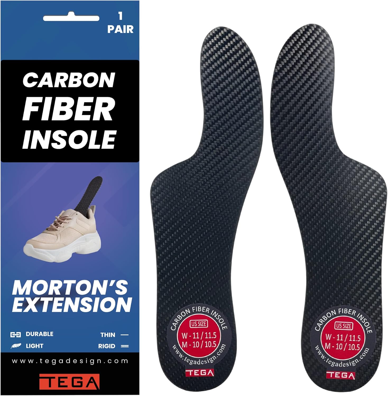 Morton´s Extension Orthotic, Carbon Fiber Very Rigid Insole 1 Pair Morton's Toe