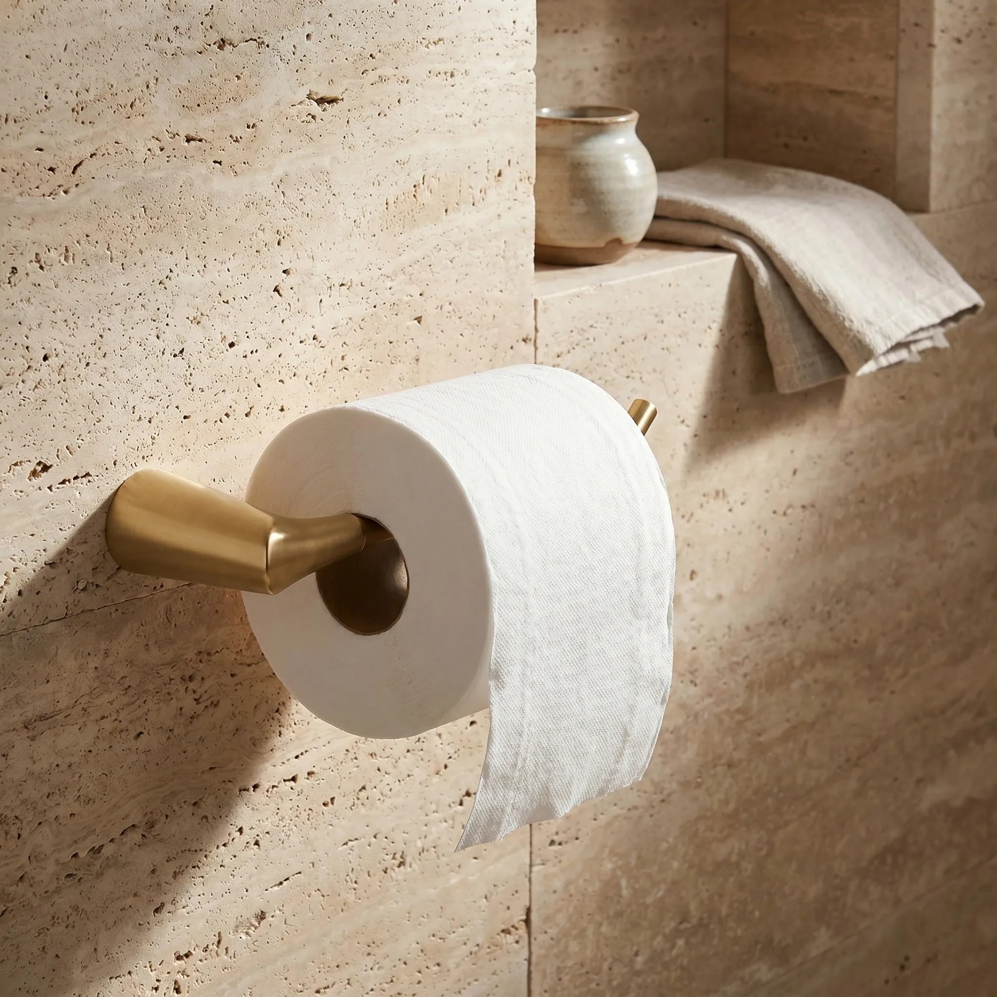 Rea - Portarrollos de Papel higiénico Vibe 16205 - Oro Cepillado - Metal - 7,8 x 22,5 x 3,5 cm