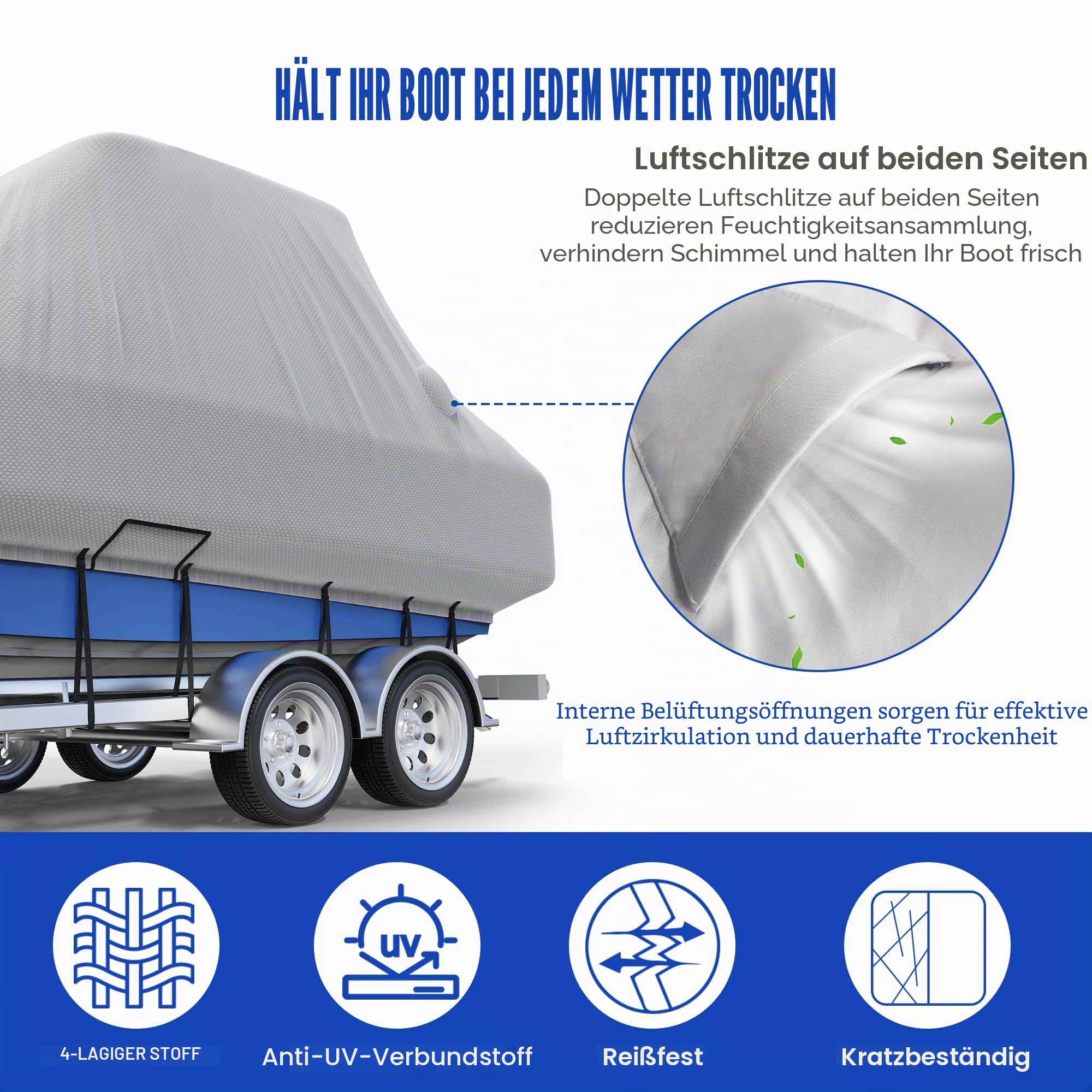 Center Console Boat Cover, Trailerable T-Top/Hard-Top Boat Cover, Marine Grade Oxford Waterproof Boat Covers