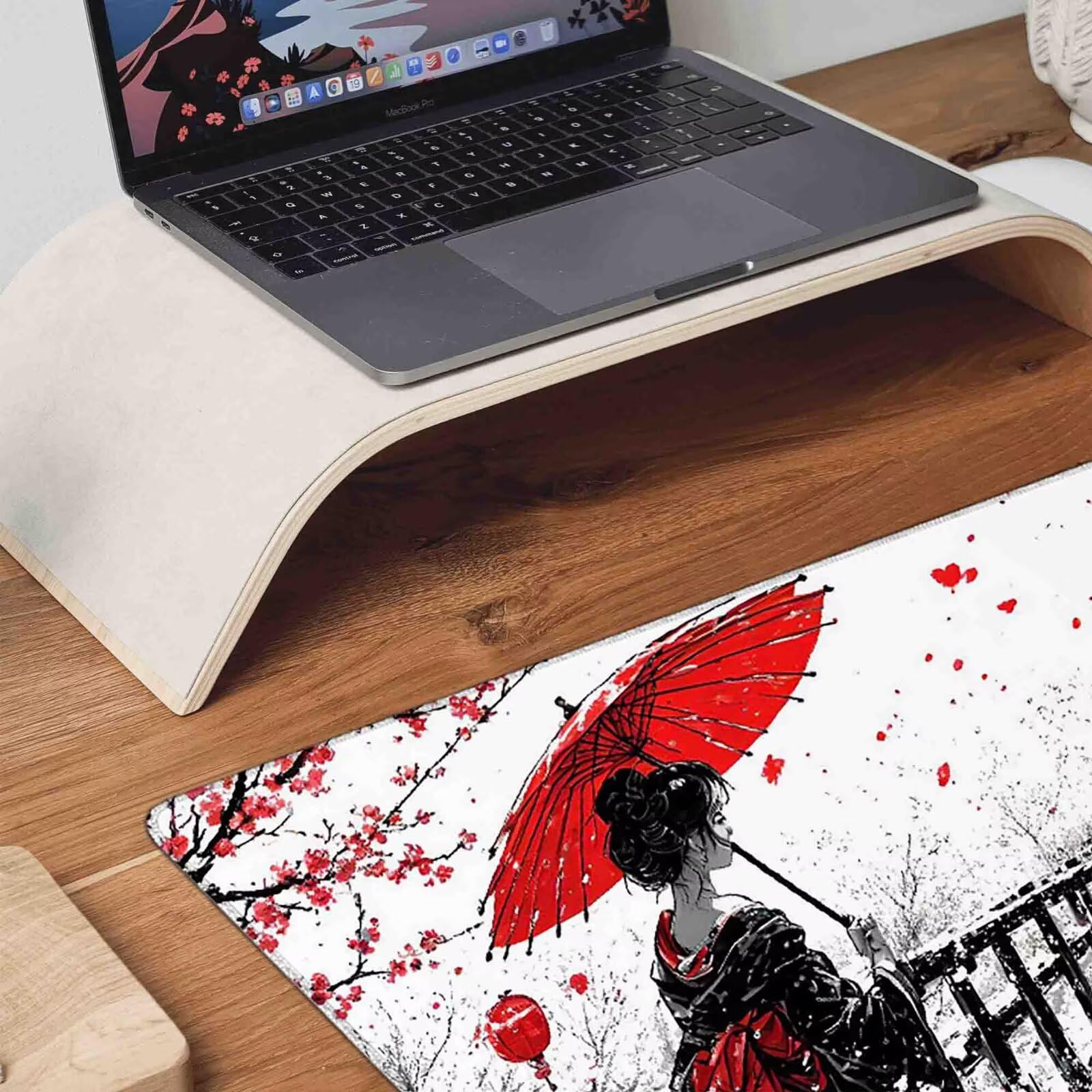 Tappetino Mouse Rosso Mousepad Donne giapponesi Tappetino Mouse XXL 1200 x 600mm Sottomano Scrivania Grande con Base in Gomma Antiscivolo Accessori per Computer, Migliora Precisione e Velocità j1996