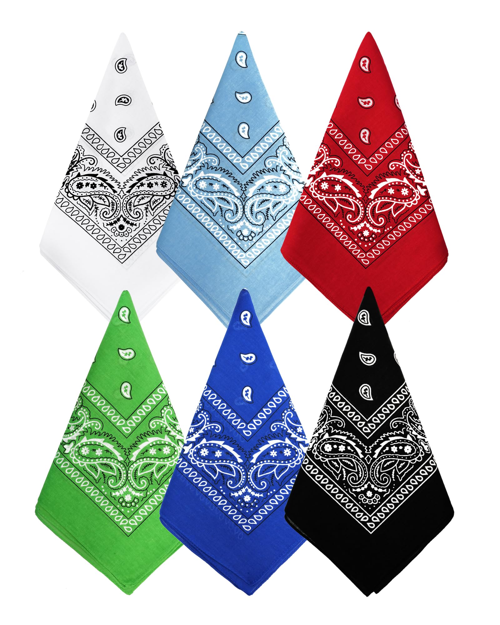 Bycc Bynn 3 Pack 100% Cotton Paisley Pattern Bandanas Face Mask Square Scarf Headwear