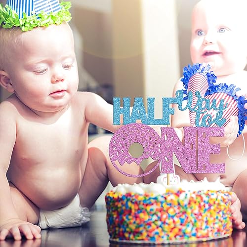 Miniatura 3 de Decoración de pastel de medio camino a uno, tema de rosquilla, decoración de pastel de cumpleaños de bebé, suministros de decoración de fiesta de