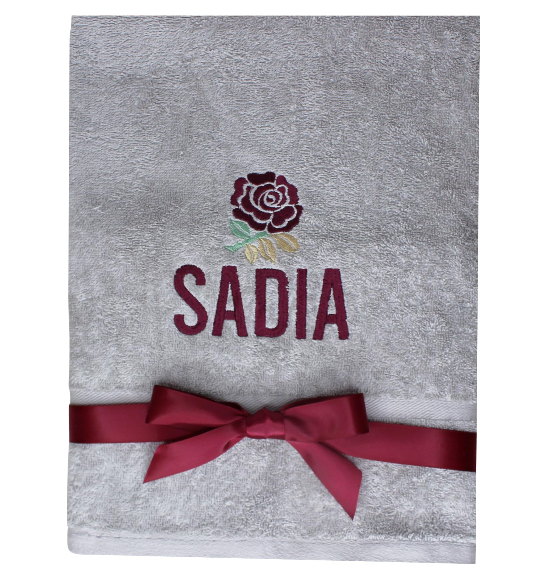TeddyT's Rugby Rose Embroidered Grey Hand Towel (England)
