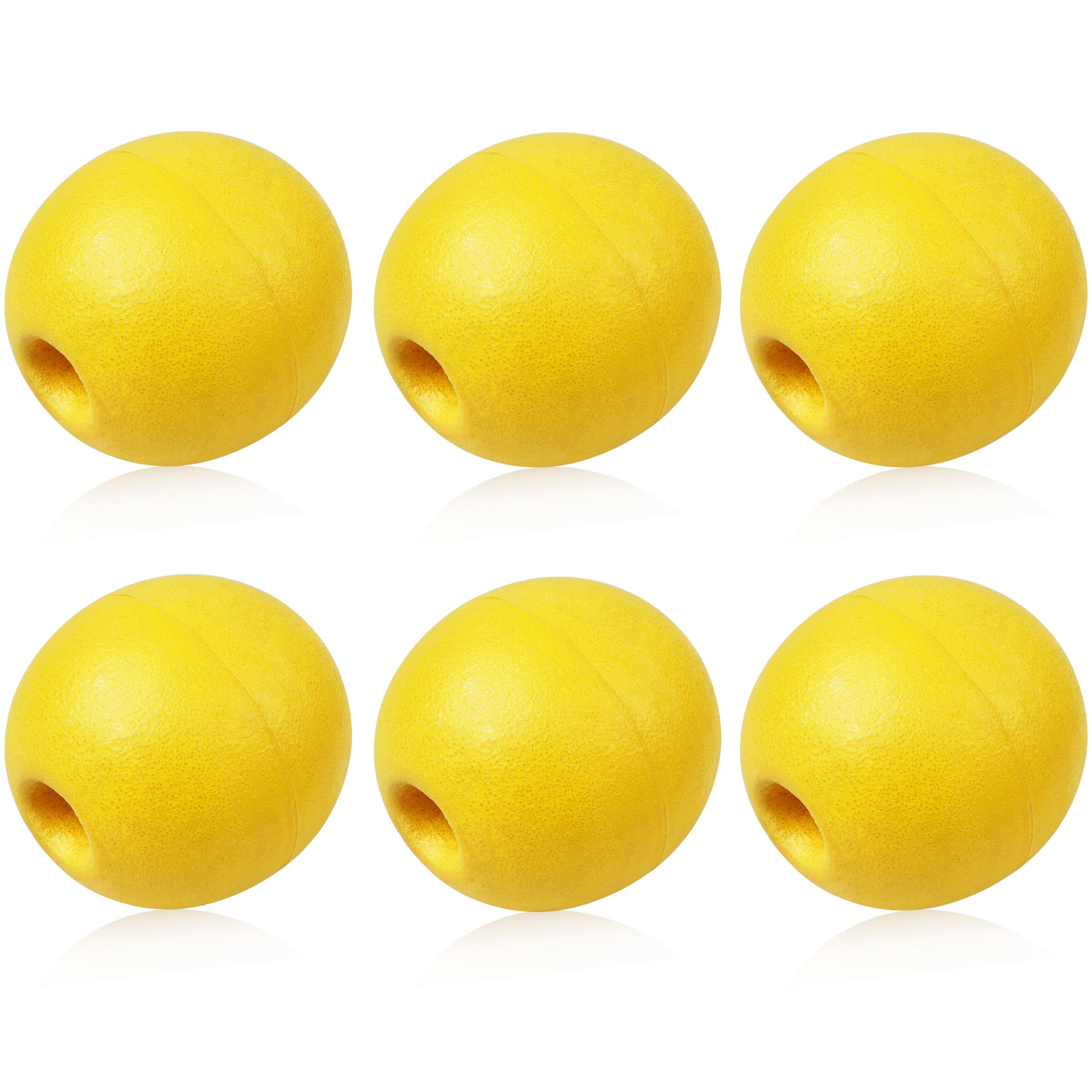 JOGFFDE 6 Pieces Rope Floats Marine Buoy Float, 2.5cm Hole, 10cm x 10cm Deep Water Float Round Water Float, Fishing Marker Buoys Anchor Float for Boats Swimming Kayak Crabbing Trail Dock Pool