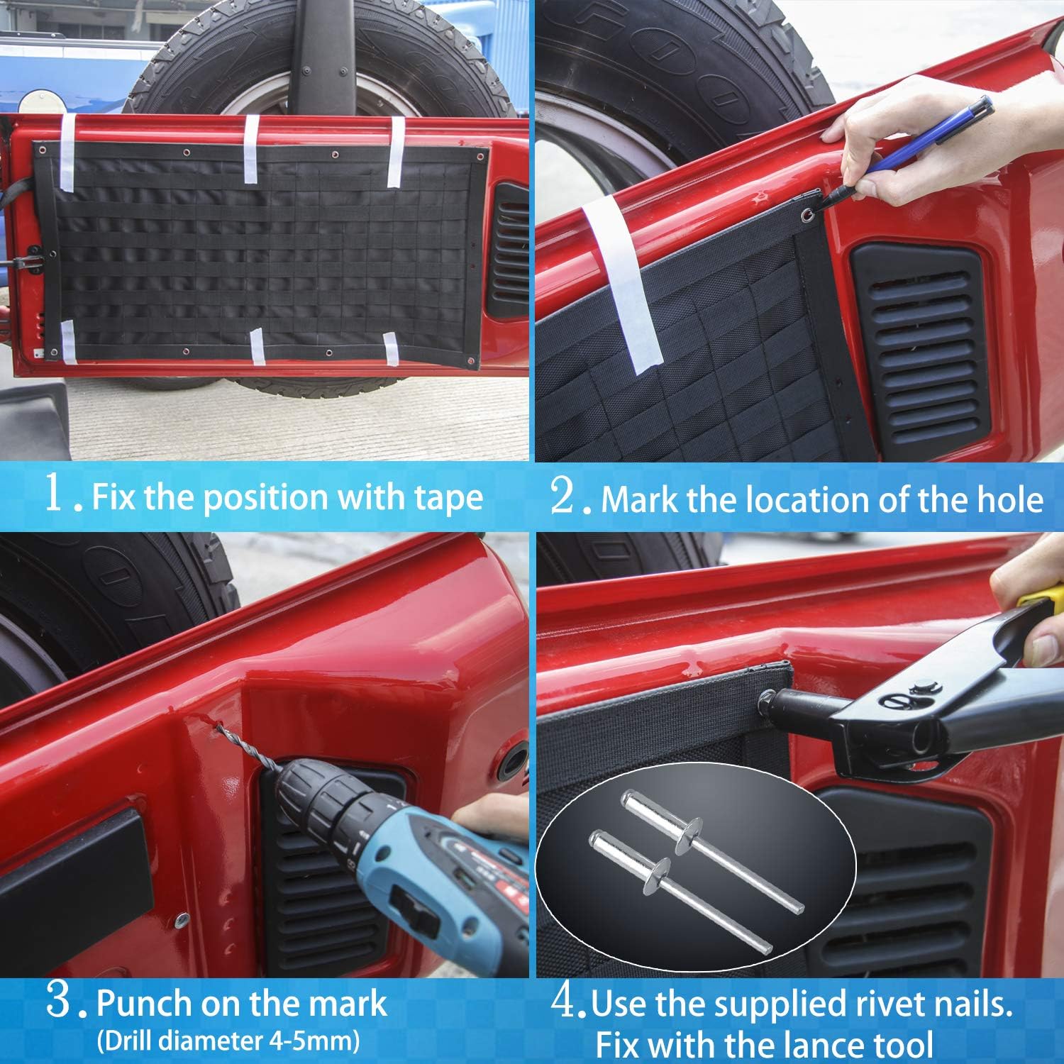 Voodonala for Jeep Tailgate Tool Kit Storage Bag Organizer Racks for 2007-2018 Jeep Wrangler JK JKU 2018-2025+ JL JLU 4xe, Canvas, 3PCS
