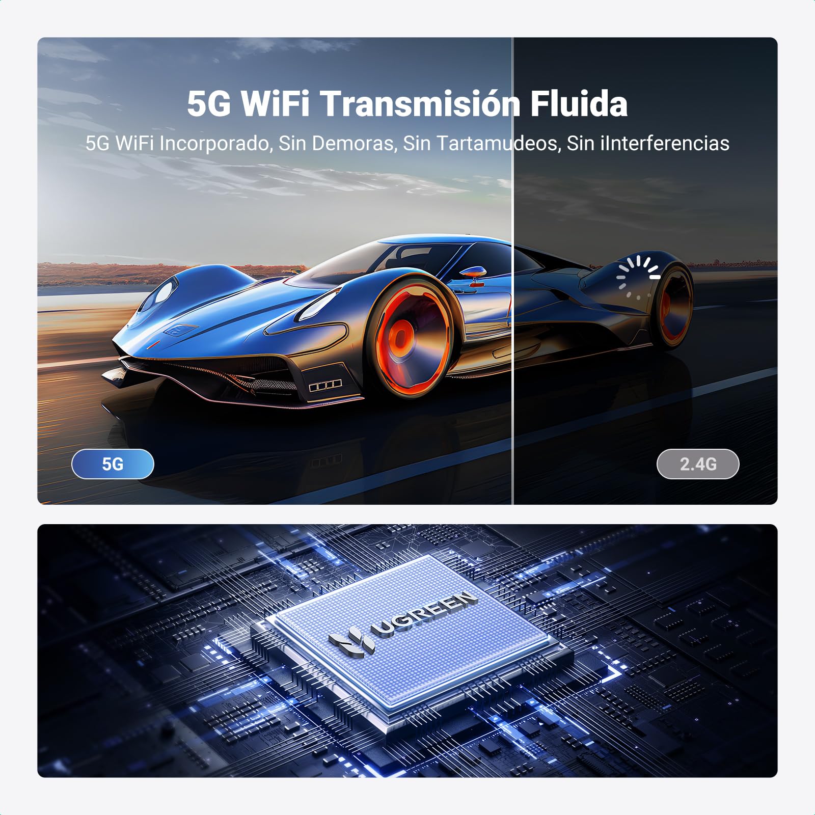 UGREEN Transmisor y Receptor HDMI Inalámbrico USB C TX HDMI RX 1080P 60Hz 50M Plug Play 5G WiFi Transmisión Transmisor PD 60W Compatible con iPhone 17 Pro MAX Air 16 Macbook Air Pro iPad Monitor