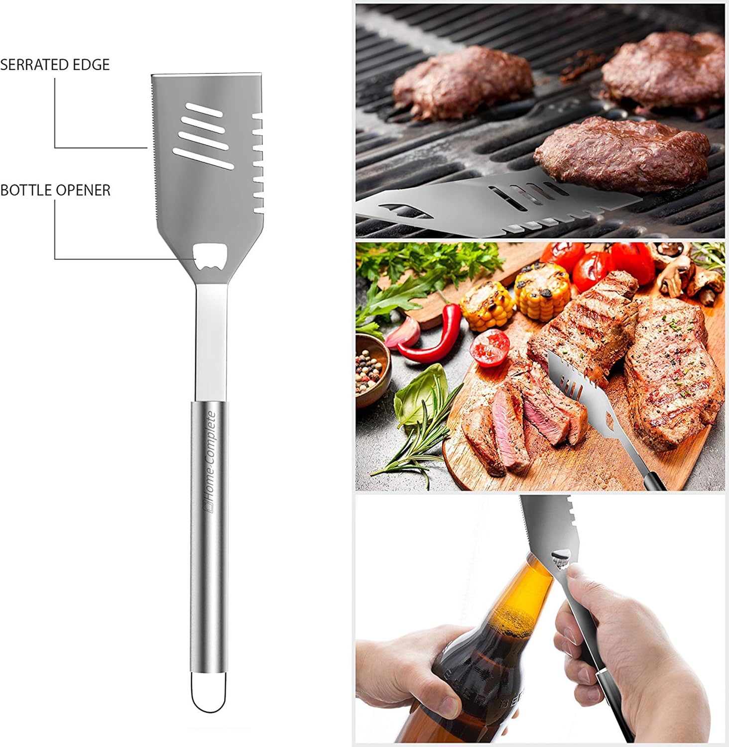 Home-Complete HC-1000 BBQ Accessories – 16PC Grill Set with Spatula, Tongs, Skewers, Case – Barbecue Tools for Father’s Day, Wedding, Anniversary, 16 Piece, Silver : Everything Else