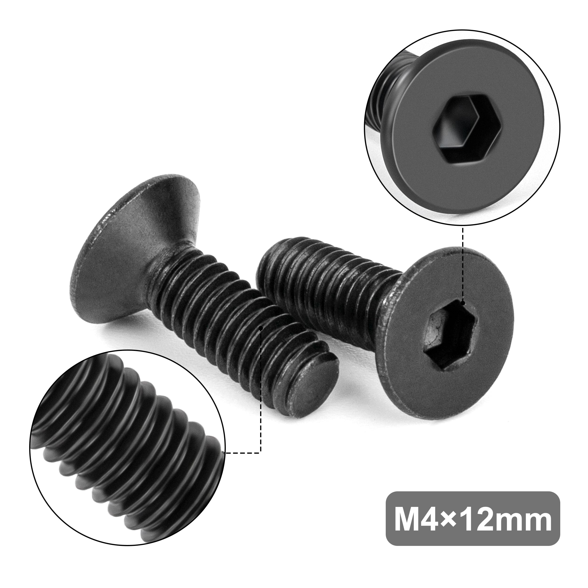 Śruby z łbem stożkowym M4 x 12 mm DIN 7991 A2 Stal nierdzewna Czarny 30 szt