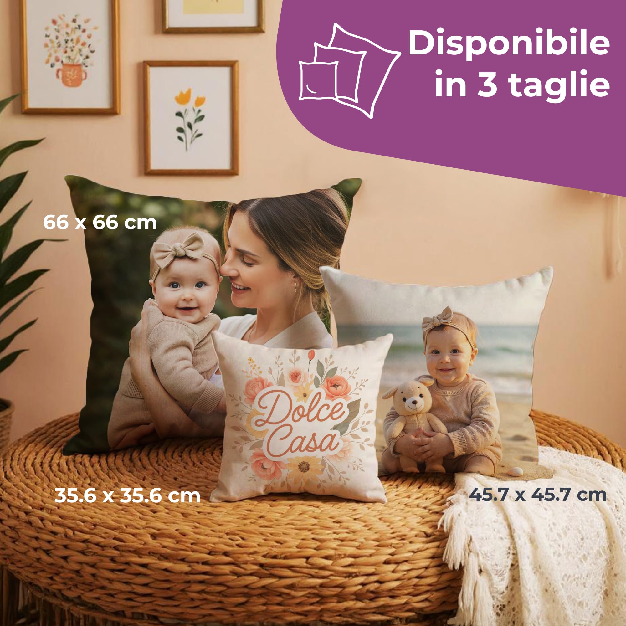 Cuscino Fotografico Personalizzato con Stampa Fronte-Retro, Foto o Testo, 45,7 × 45,7 cm, Morbido Cuscino Decorativo per la Casa, Regalo per Compleanni e Anniversari, Ideale per Amici e Familiari