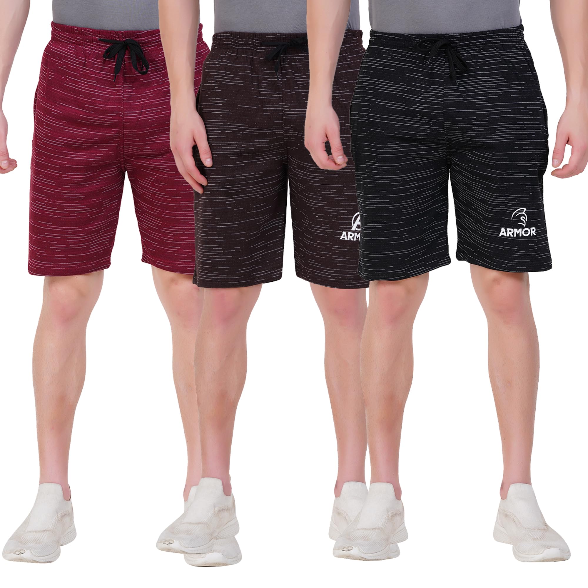 LEELOUIS Men's Regular Cotton Shorts – Pack of 3-image-37