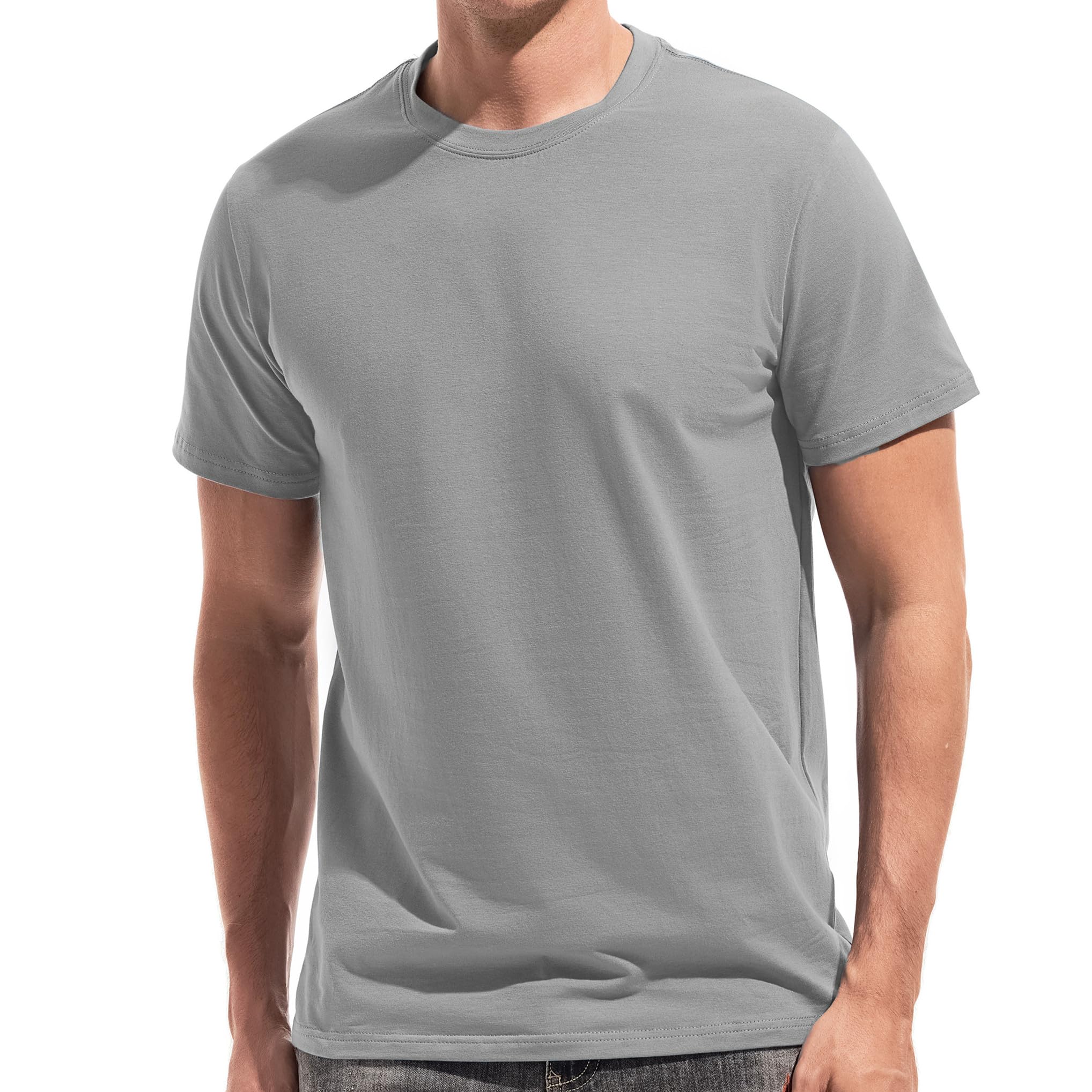 VEIISAR Herren Baumwoll T-Shirt (190g) - Mitteldickes Basic mit Rundhals, Weich & Dehnbar - Bequemer