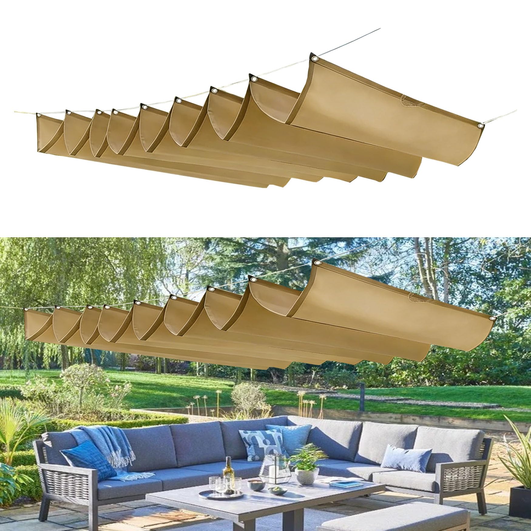 Voile d'ombrage de vague 120x260 protection UV imperméable balcon