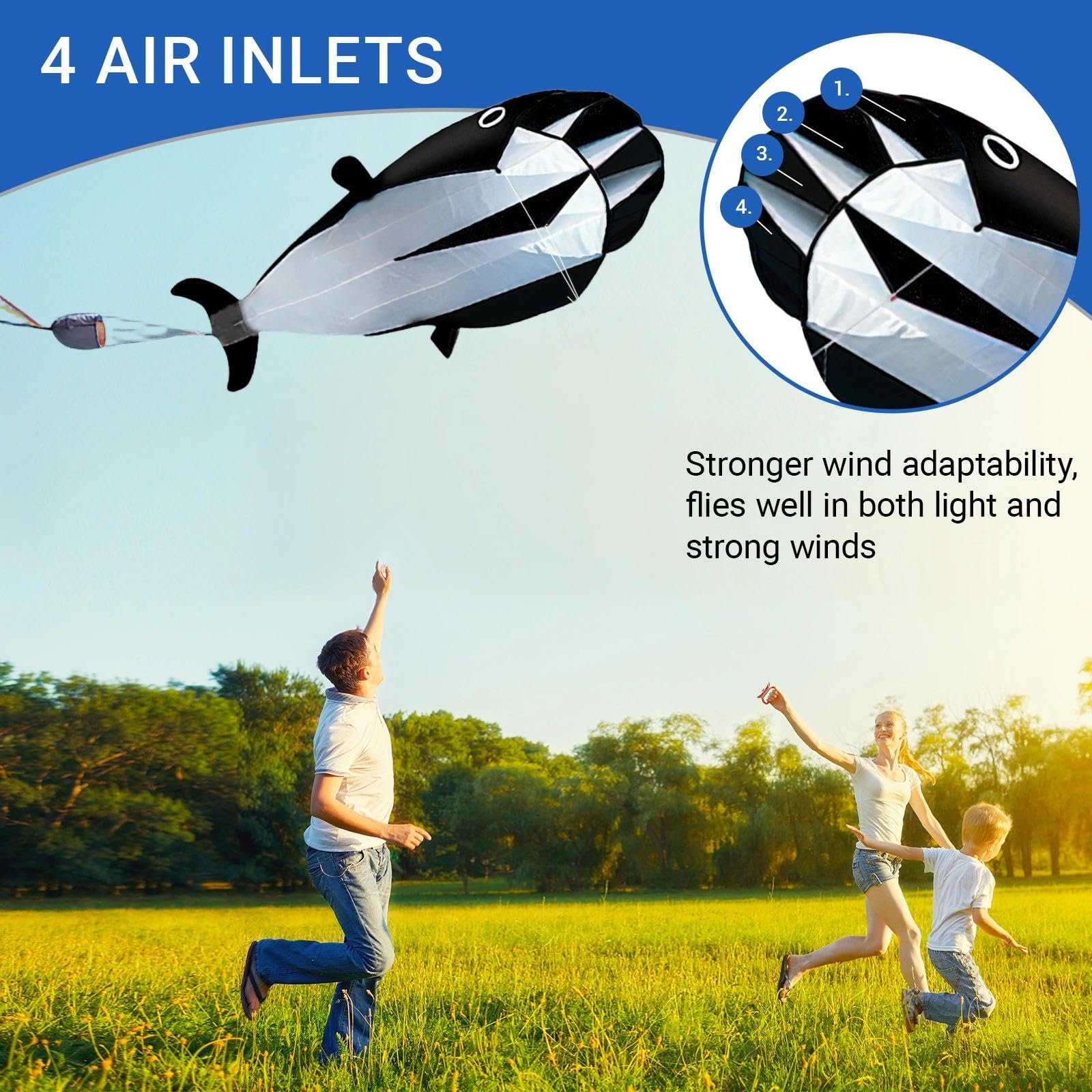 Darryy Cerf-volant pieuvre pour enfants, 550 x 120 cm, avec cordon de 100 m, pour enfants à partir de 10 ans et adultes - 5