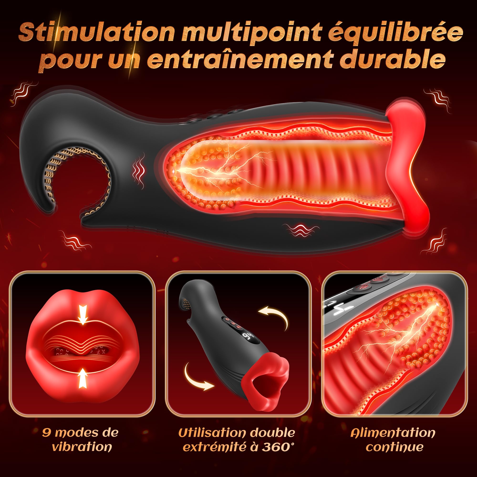 VIJISA Masturbateurs Masculins Stimulateur par Perles aux Deux Extrémités, Masturbeuse Homme 4 Ondes d'Aspiration Masturbateur IA, Sextoyse Homme Sex 9 Vibrationex Stoyspour pour Homme App Control