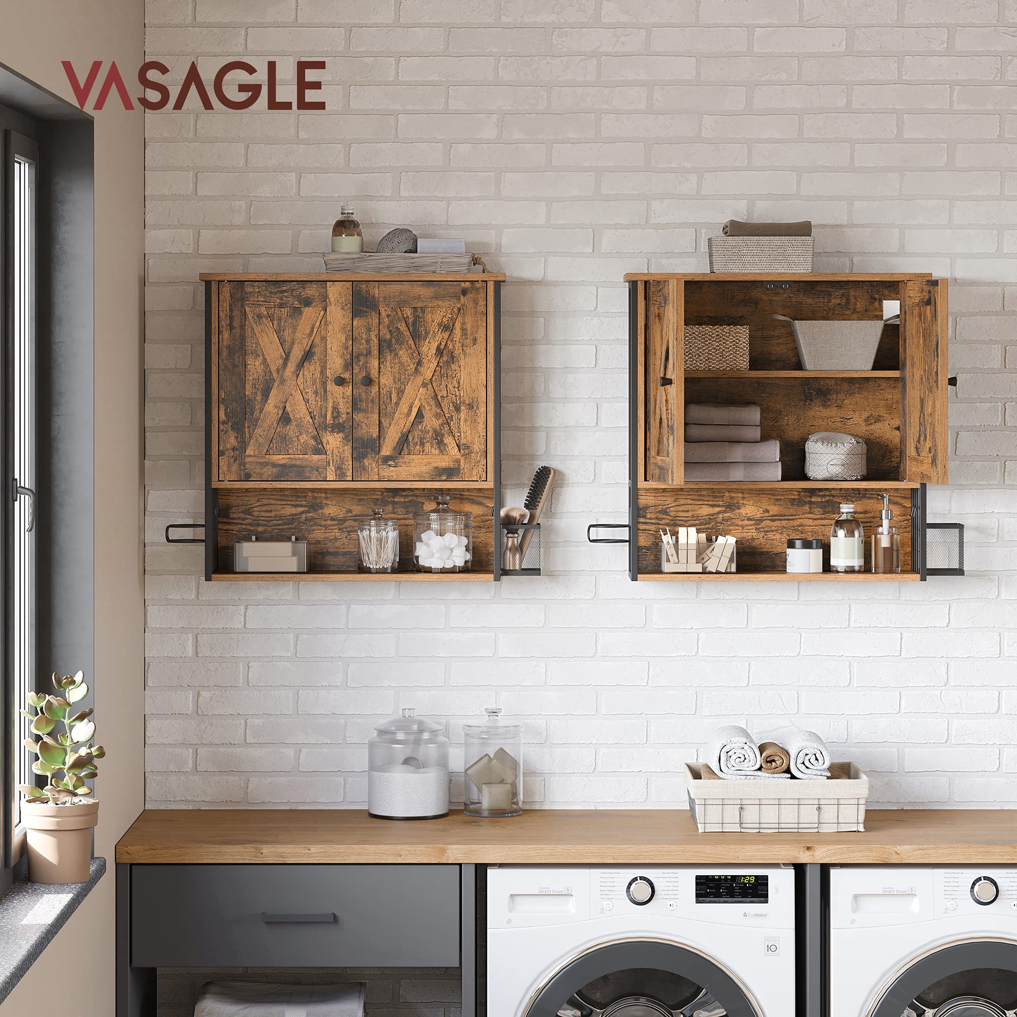 VASAGLE Opbergkast voor badkamervloer, opbergmeubel voor badkamer met 4
