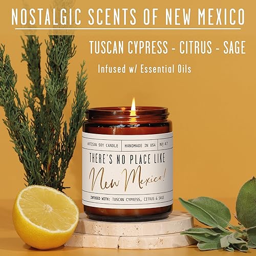 Miniatura 2 de New Mexico Gifts, New Mexico Decor for Home - 'There's No Place Like New Mexico Candle, wTuscan Cypress, Citrus & Sage I New Mexico Souvenirs I New