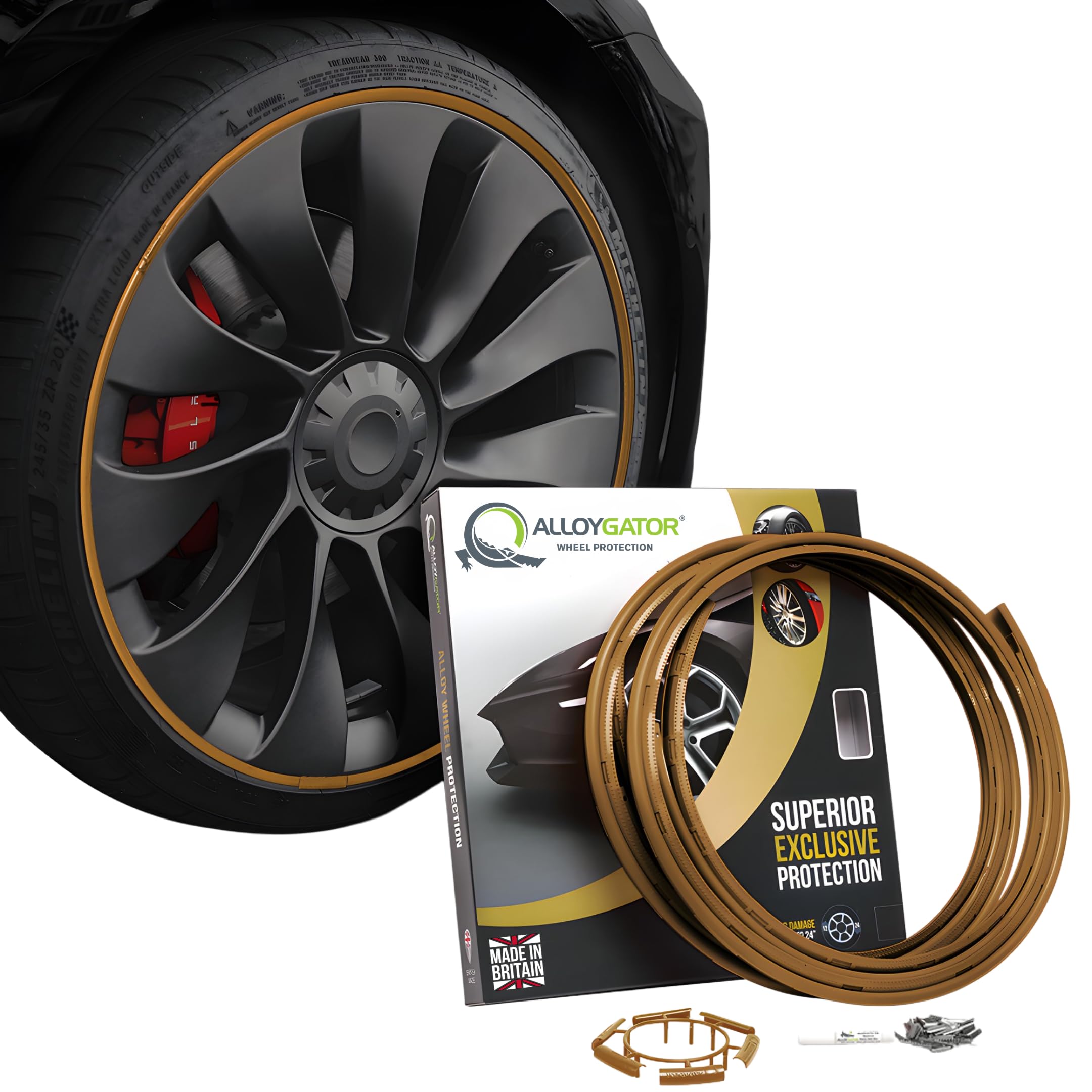 AlloyGator Lot de 4 protections de jantes en alliage pour roues de 30,5 à 61 cm de diamètre (bronze, roues jusqu'à 61 cm)