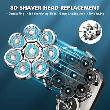 ETENTOUS Bald Razor Men's Replacement Blade Head, Bald Razor for Lovcoyo Bald Razor, Universal Razor Men's Electric, Head Shaver Bald, Silver, 56.0 g