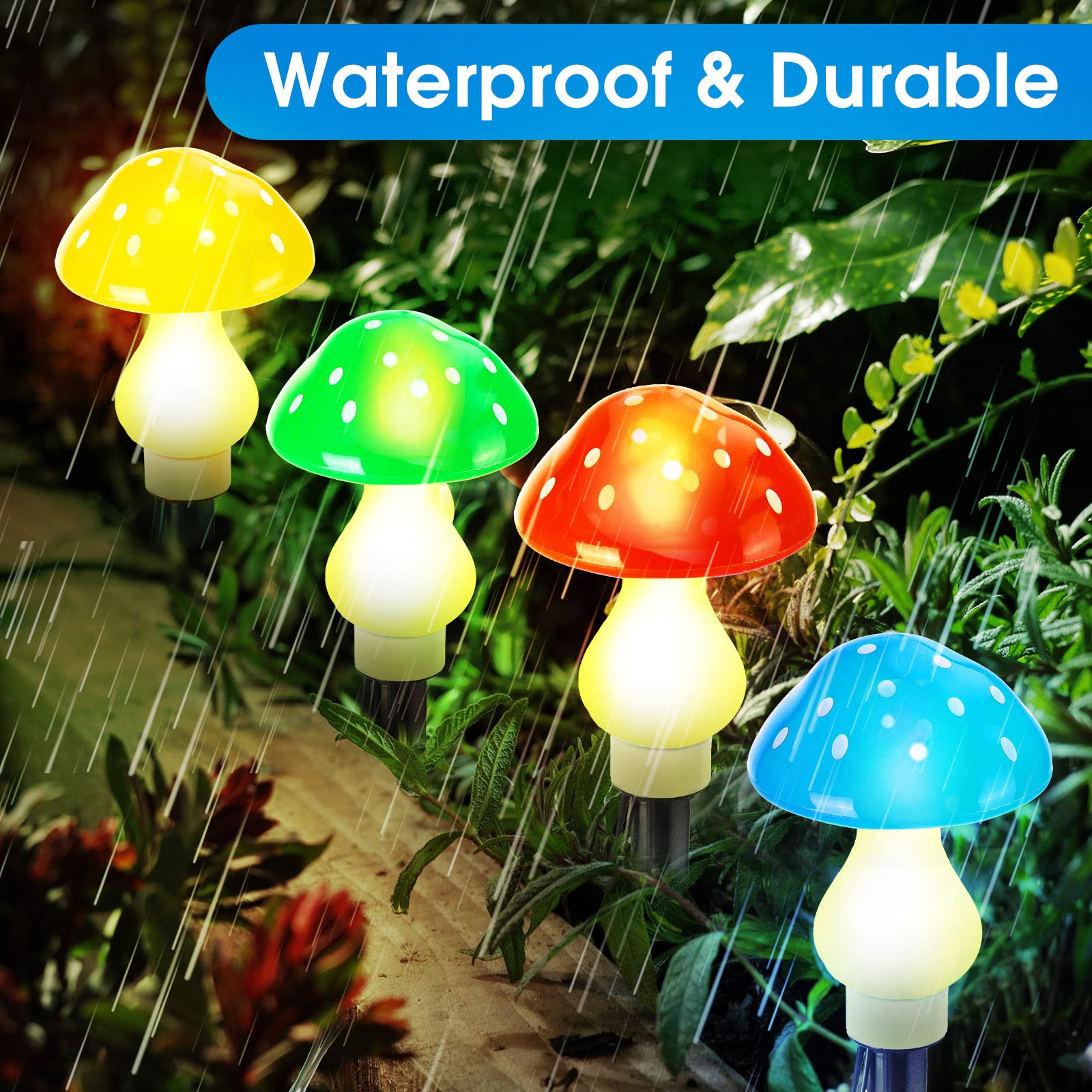 12 Pcs Outdoor Solar LED Mushroom Lamp Cute Mushroom Light Mushroom Solar Lights 8 Modes Waterproof Garden Lamp Outside Decor for Christmas Halloween Garden Yard Patio Pathway Lawn (Multicolored)