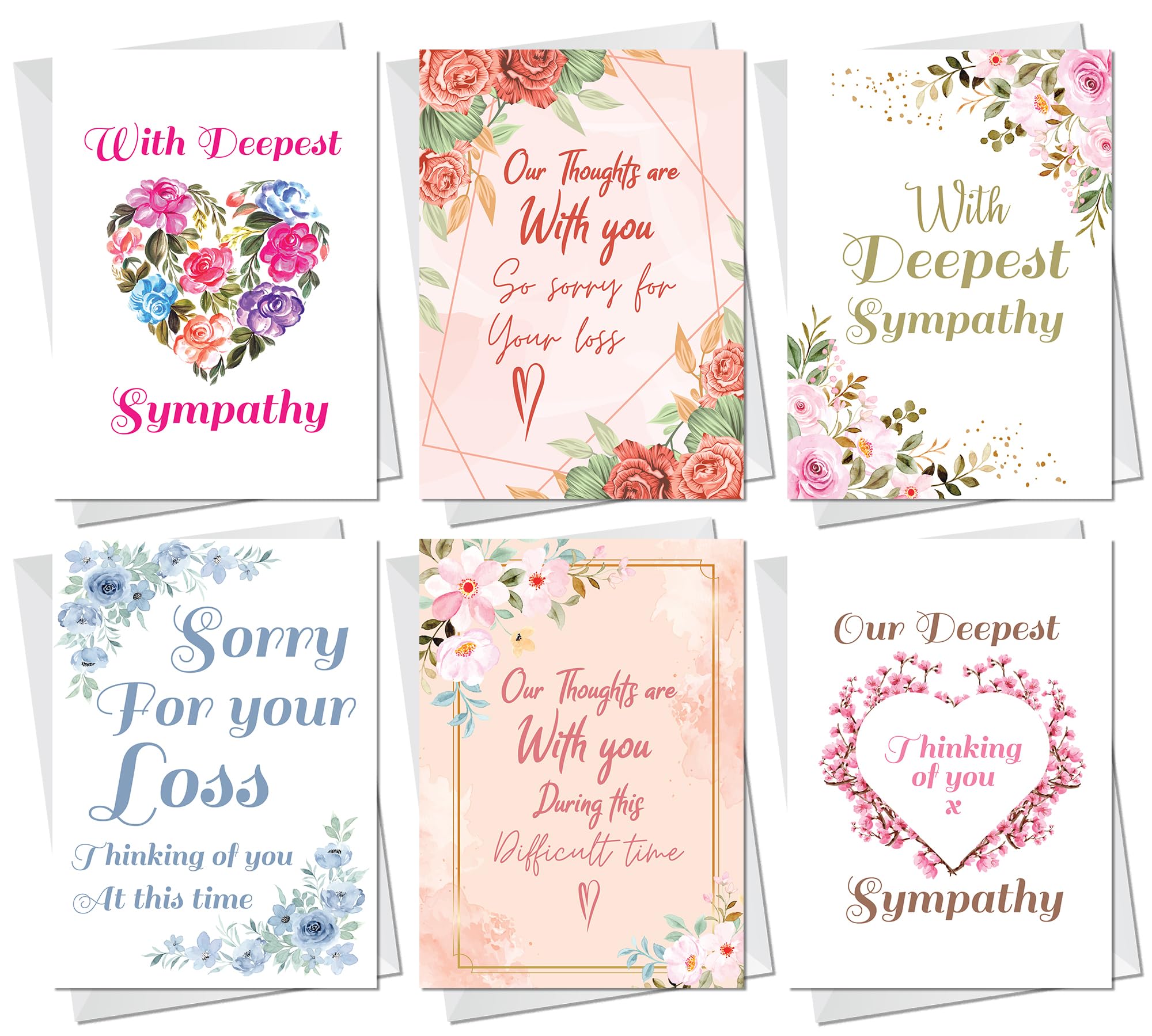 RED OCEAN Sympathy Cards, Pack of 30 Sympathy Cards with 30 White Envelopes - Condolence, Thinking of You, Sorry For Your Loss Cards, Bereavement Cards