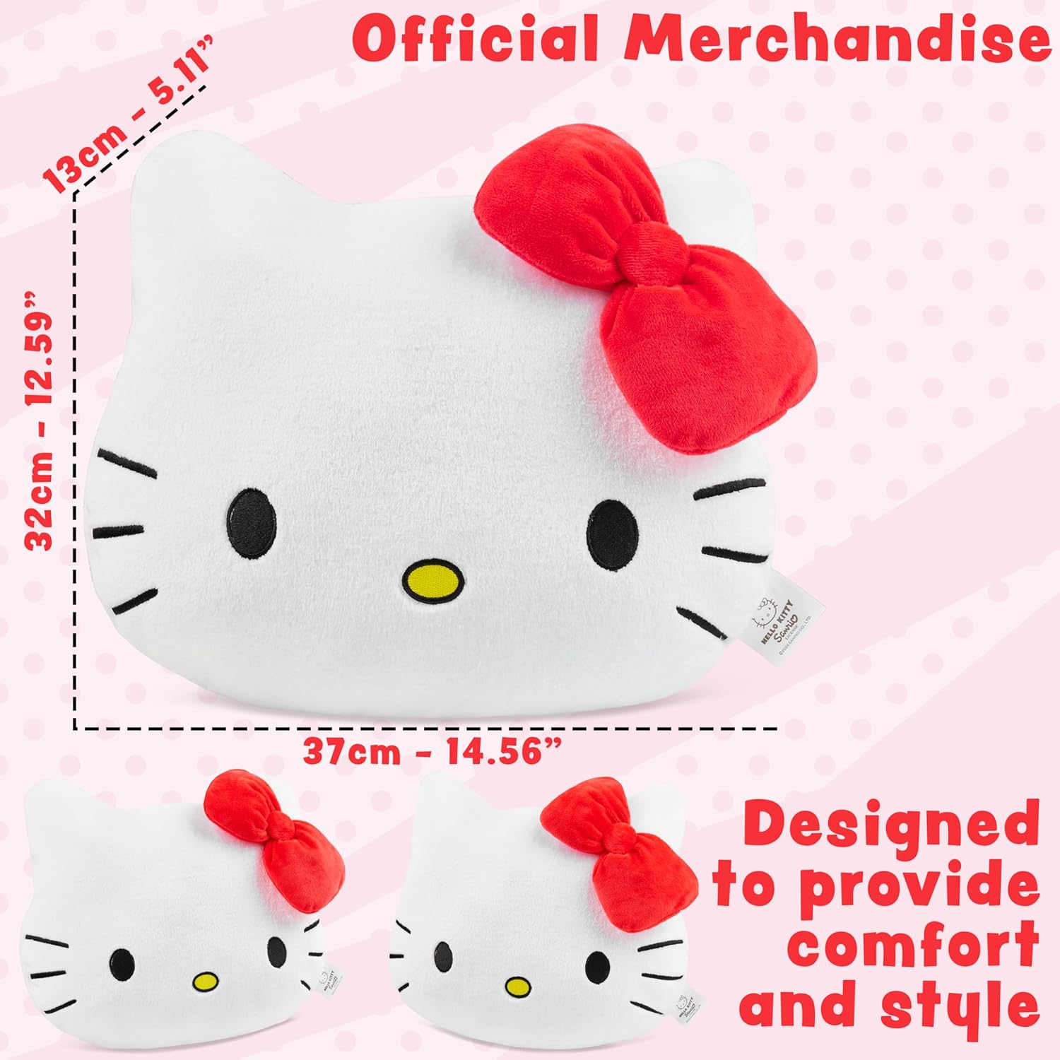 Hello Kitty Sanrio Plush Cushion Pillow, Plush Throw Pillow Fluffy Cushion Kawaii Decor Cinnamoroll Kuromi, Gifts for Teens, Women (White Hello Kitty, L14.6 x W12.6)