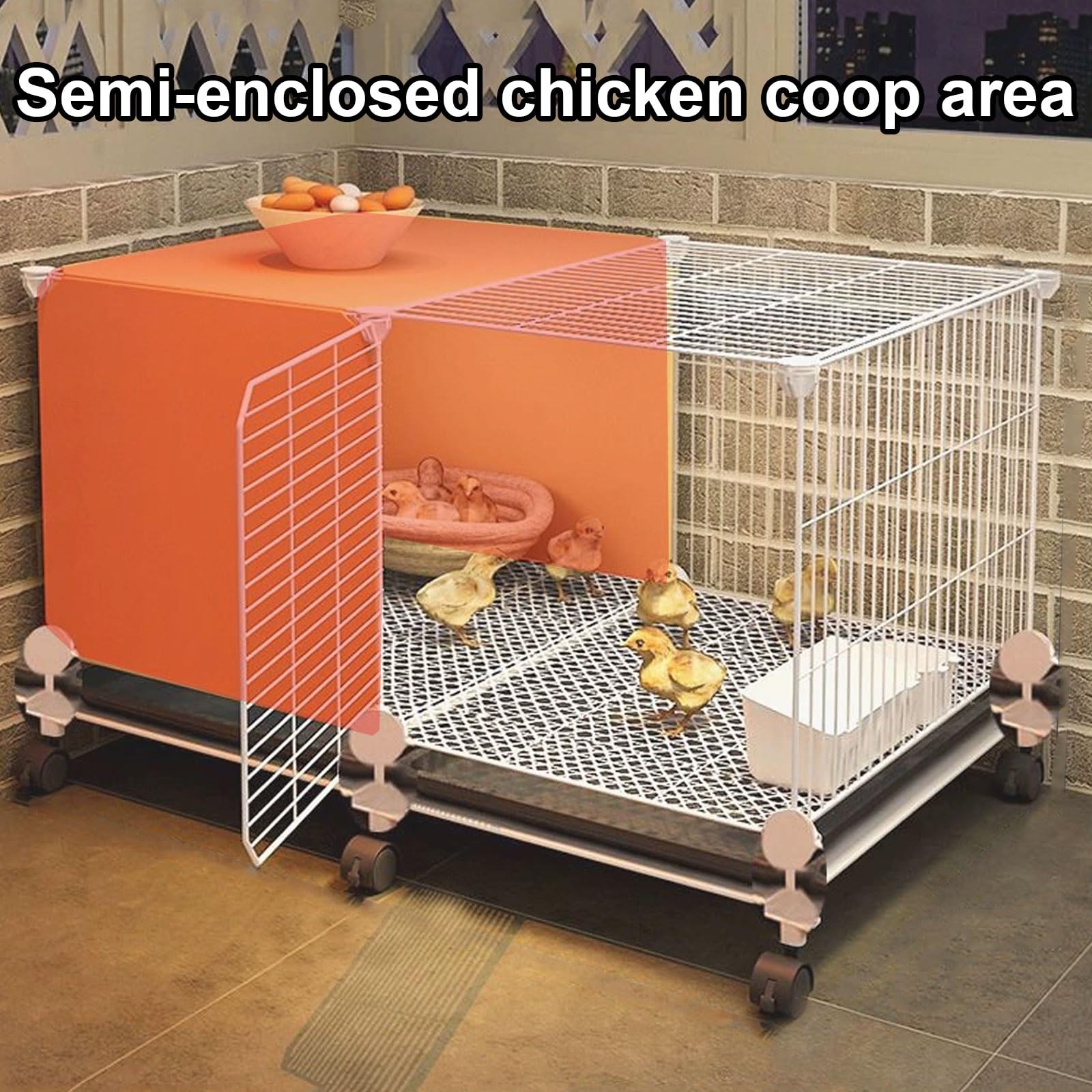 Amazon | ポータブル鶏小屋 360°回転ホイール付き、屋根付きチキン