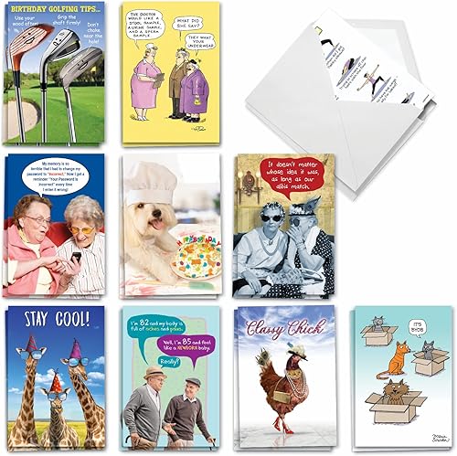 Miniatura 9 de NobleWorks - Juego de 20 divertidas tarjetas de felicitación de cumpleaños con sobres (4.63 x 6.75 pulgadas) paquete variado de humor para adultos