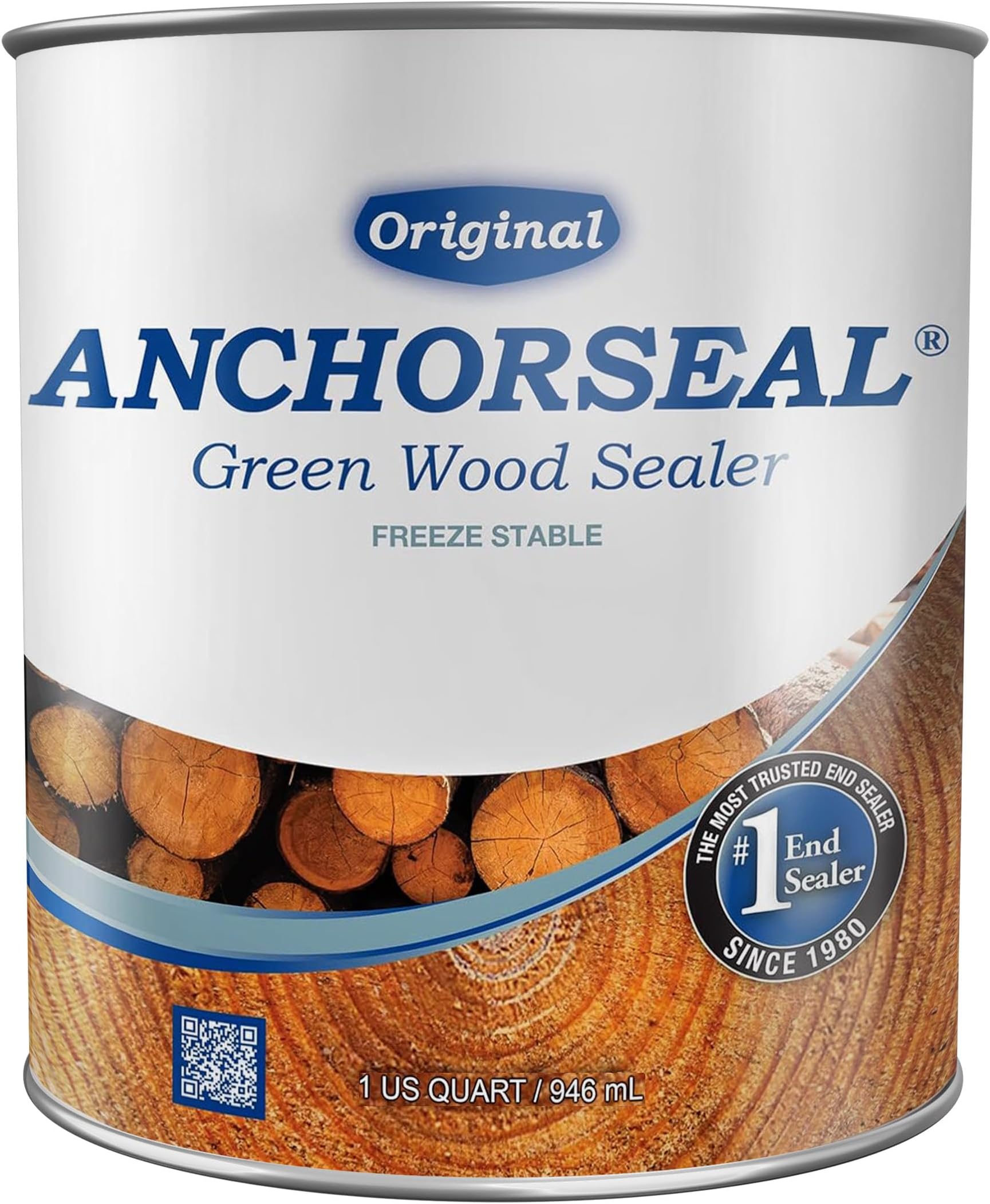 ANCHORSEAL Classic Log & Lumber End Sealer - Water Based Wax Emulsion, Prevents up to 90% of End Checking on Cut Ends of Hardwood & Softwood … (1 Quart)