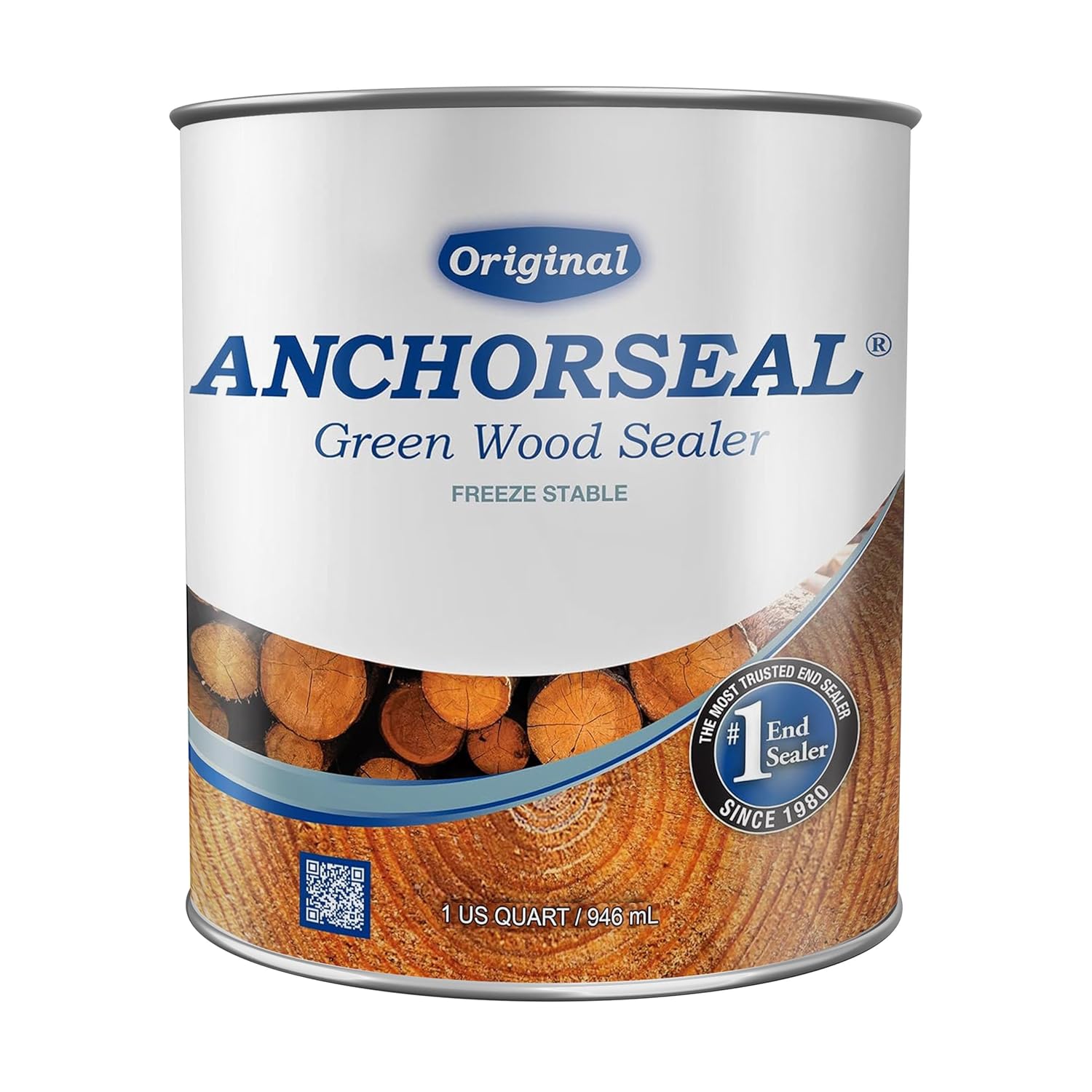 ANCHORSEAL Classic Log & Lumber End Sealer: Water-Based Wax Emulsion Prevents 90% End Checking on Hardwood & Softwood, 1 Quart