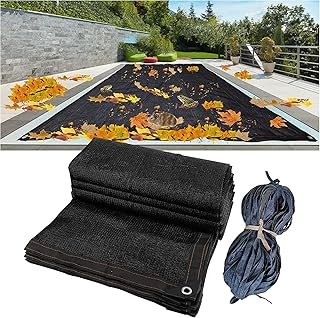 Leaf Net Pool Cover,Protective Mesh Cover with Reinforcement Edge and Rope, All-Weather Outdoor Cover for Inground and Above Ground Swimming Pools,Cuttable Rectangle Shape (16.4x32.8ft)