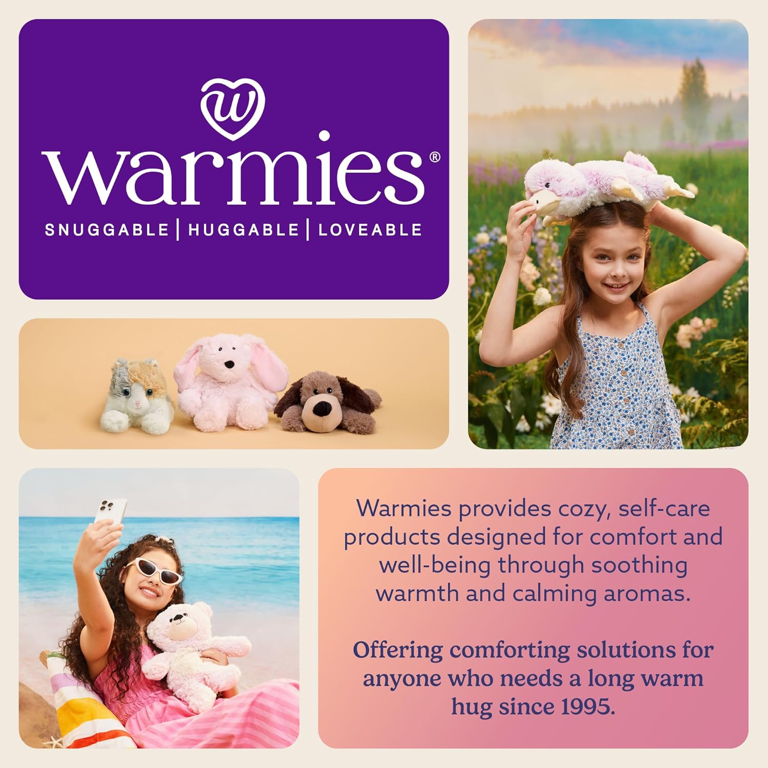 warmies Junior Microwavable & Weighted Stuffed Animals, Manatee - Heated Stuffed Animal Plushie for Warmth & Comfort - Cute Soft Plush Toys for Adults & Children (Boys, Girls, Babies & Toddlers)