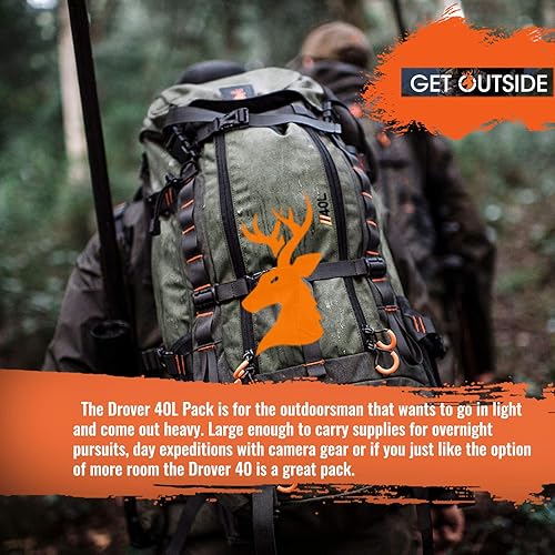 Miniatura 5 de SPIKA Mochila de caza con marco interno, mochila de senderismo impermeable para extensible, 40L + 80L + capacidad