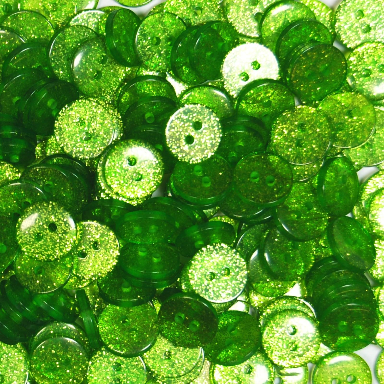 celloexpress 15mm Light Green Round Glitter Buttons - Sparkly Crafts Sewing Card Embellishments (Pack of 50)
