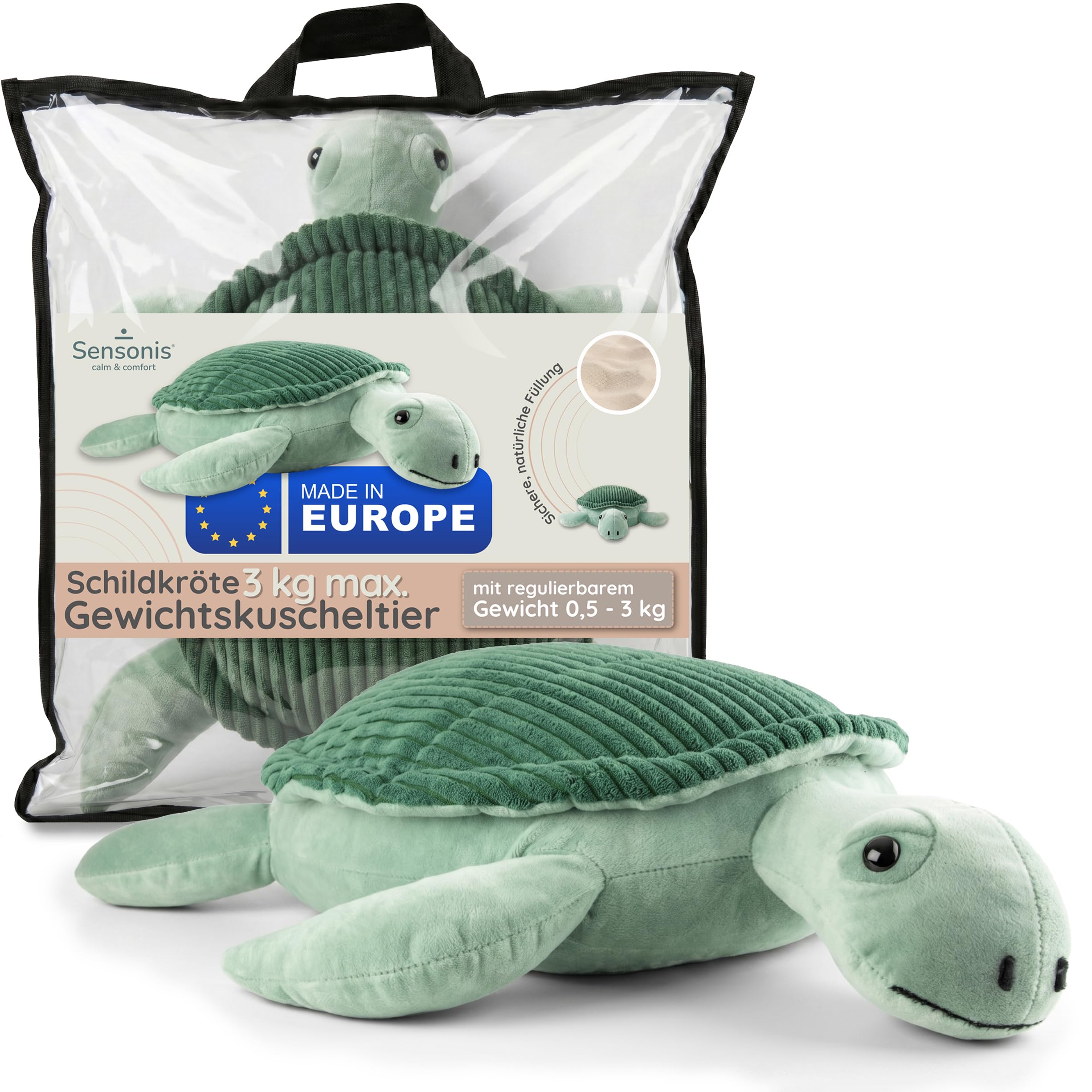 Gewichtskuscheltier für Erwachsene und Kinder, Schildkröte 3 kg