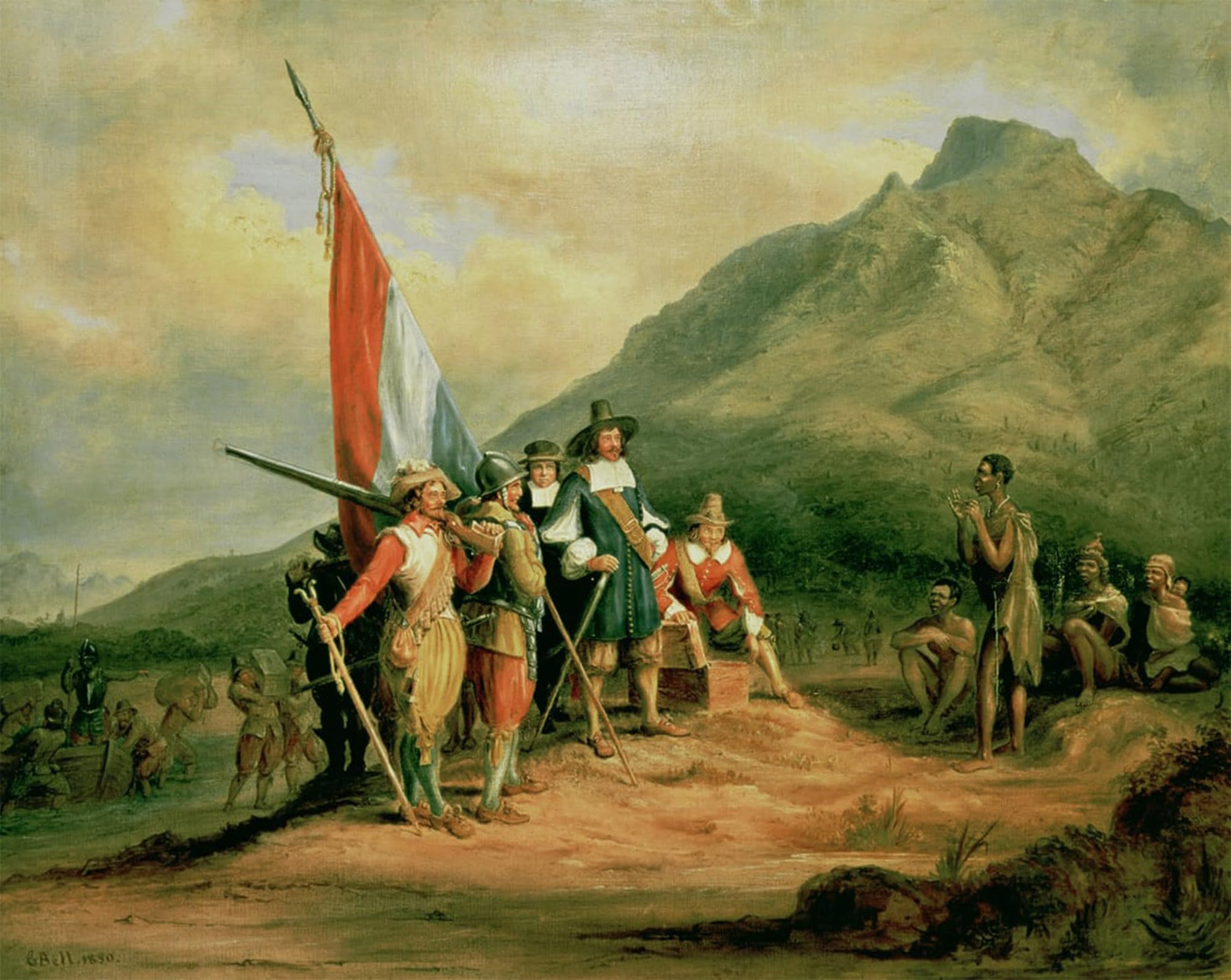 POSTERIIk Vintage Print Pop Art Landscape Artwork the Landing of Jan Van Riebeeck Th April by Charles Art Prints for Office Home Decor 60x90cm