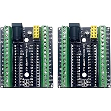2-Pack Expansion Board for Arduino Nano, Screw Terminal Adapter, Breakouts for nRF24L01+ Module, Extra Filter Capacitor, DC Power Input, Double Row Pins