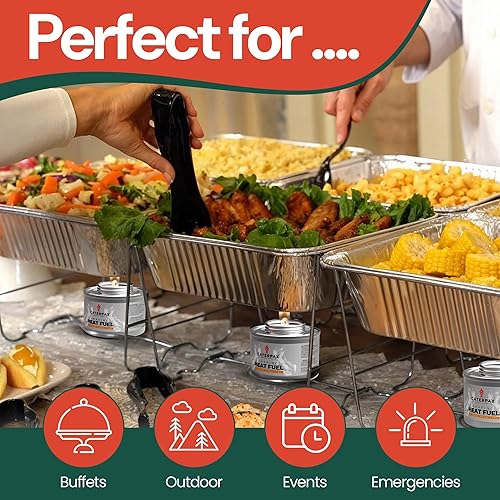 Miniatura 5 de Latas de combustible de 6 horas para calentadores de alimentos y bandejas de bufé de rozaduras, sin humo, larga combustión, fácil iluminación,