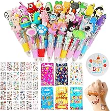 Kit 90 Pieces Children's Birthday Gadgets 30 Multi-Coloured Pens 30 Bags Birthday Gift 30 Children's Tattoos with 1 Pin Happy Birthday Writing