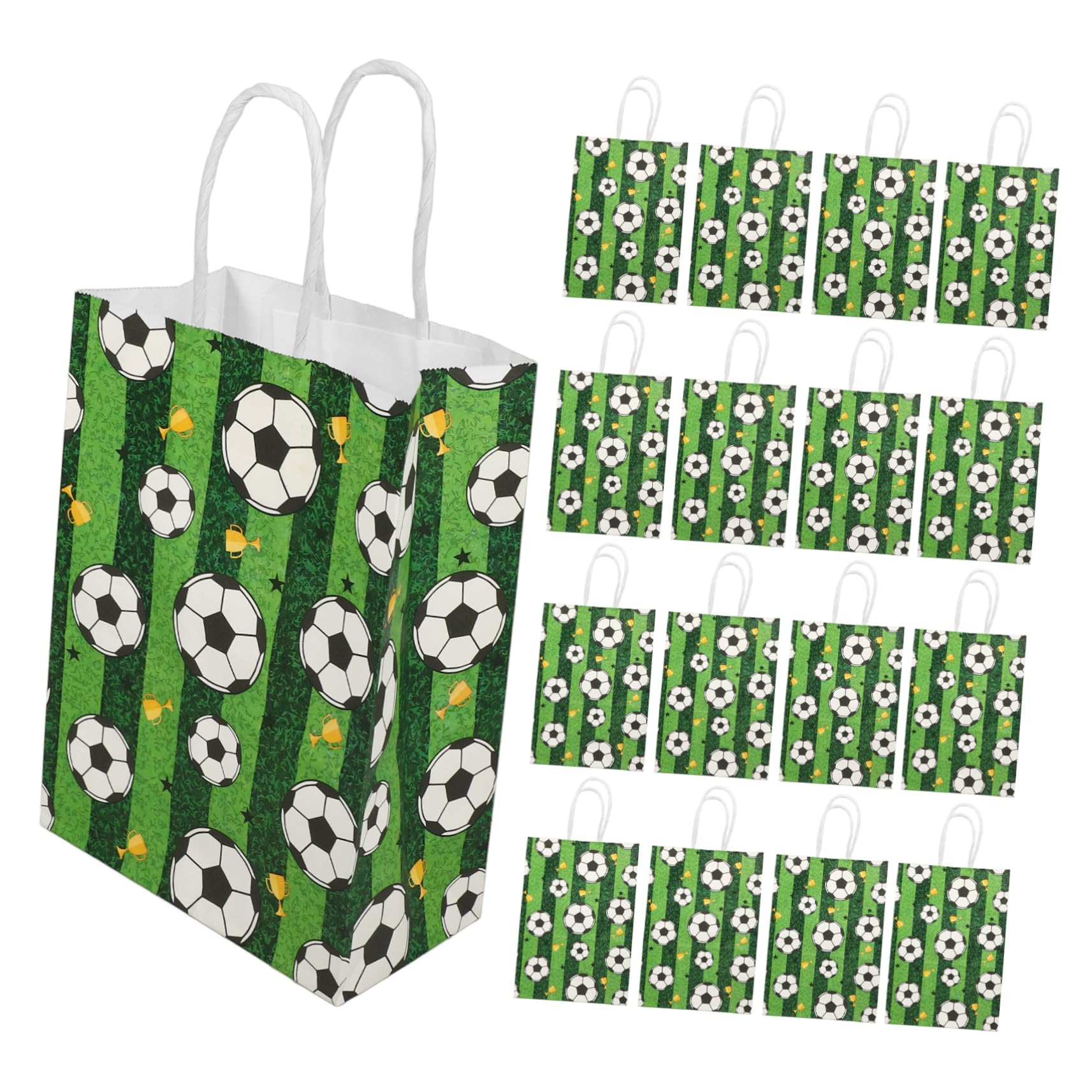 Operitacx 72pezzi Sacchetti Di Carta Con Manici Per Feste Borse Tema Calcio Per Compleanni e Eventi Sportivi Pratiche e Resistenti Per Snack e Dolci