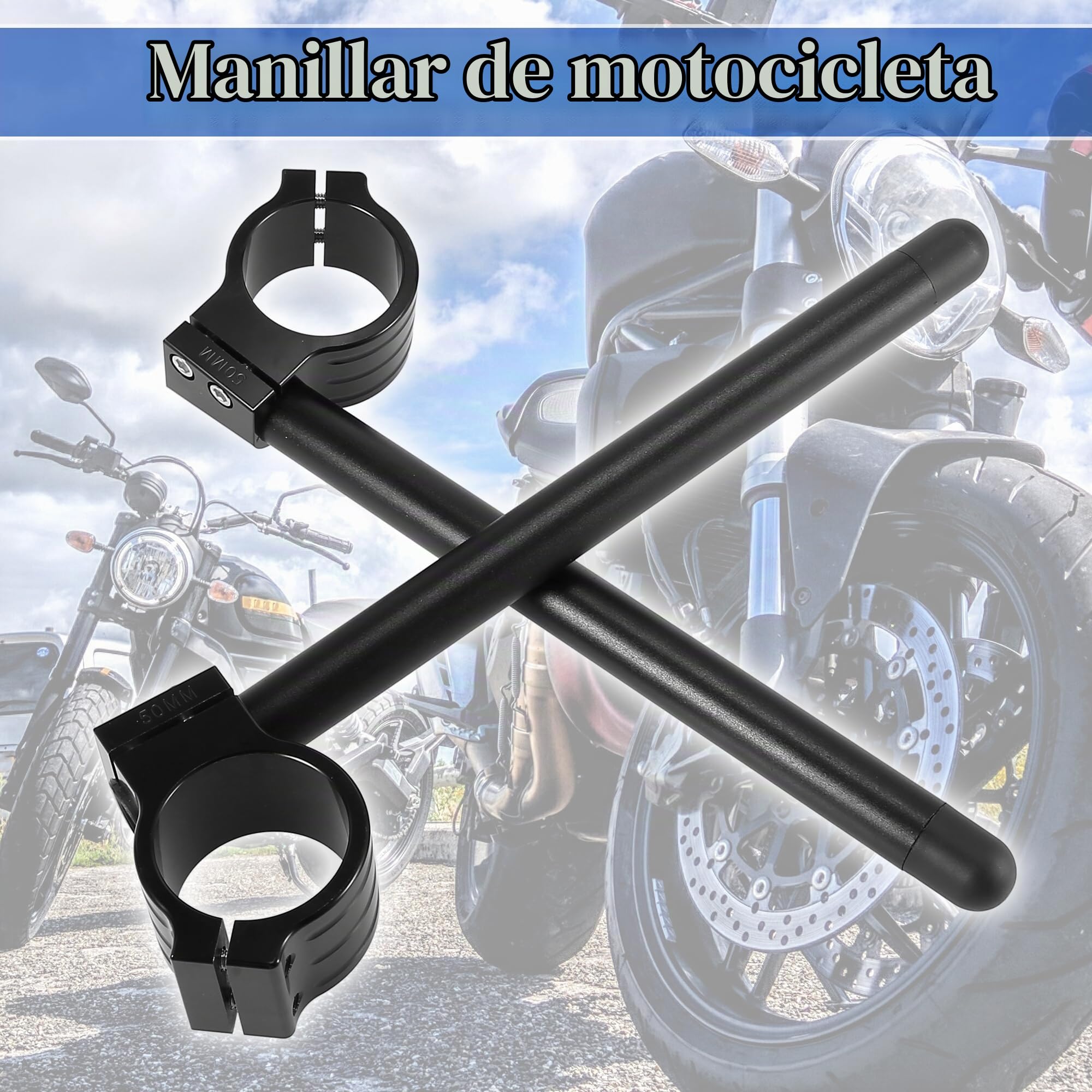Motoforti 1 par 50mm motocicleta manillar clip Ons manillar universal negro