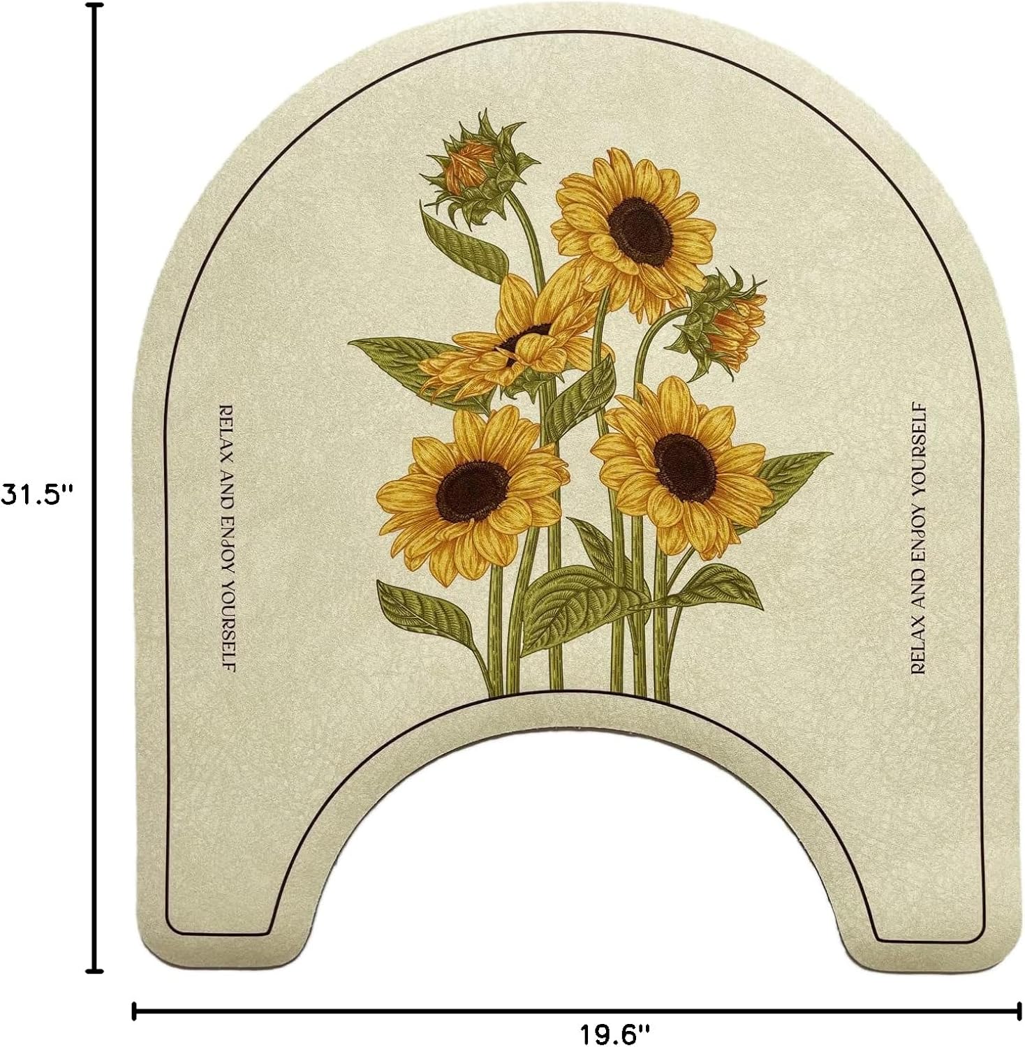 UKELER Sunflower Bathroom Rugs Set 2 Piece Water Absorbent Non Slip Bath Mat and U-Shaped Toilet Rug Bath Rug for Tub, Shower, Sink and Bathroom Decoration