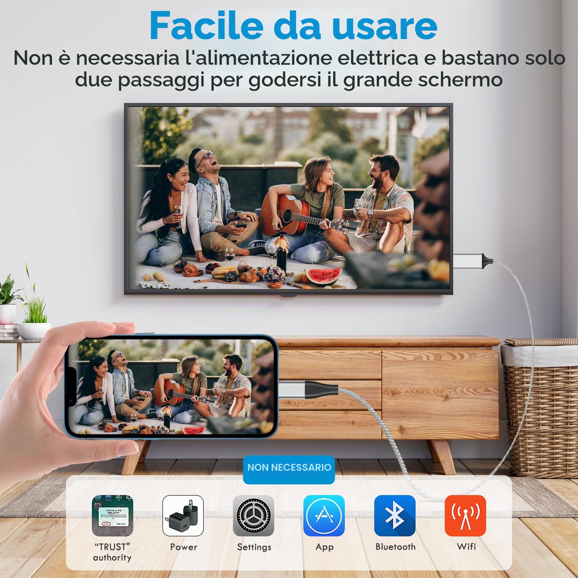 lulaven Cavo HDMI per iPhone, cavo AV digitale 1080P per monitor proiettore TV compatibile con Phone 14 13 12 11 SE XS XR X 8 7 6s 6 5s 5c 5, Pad e Pod, Plug and Play Argento 2,0 m