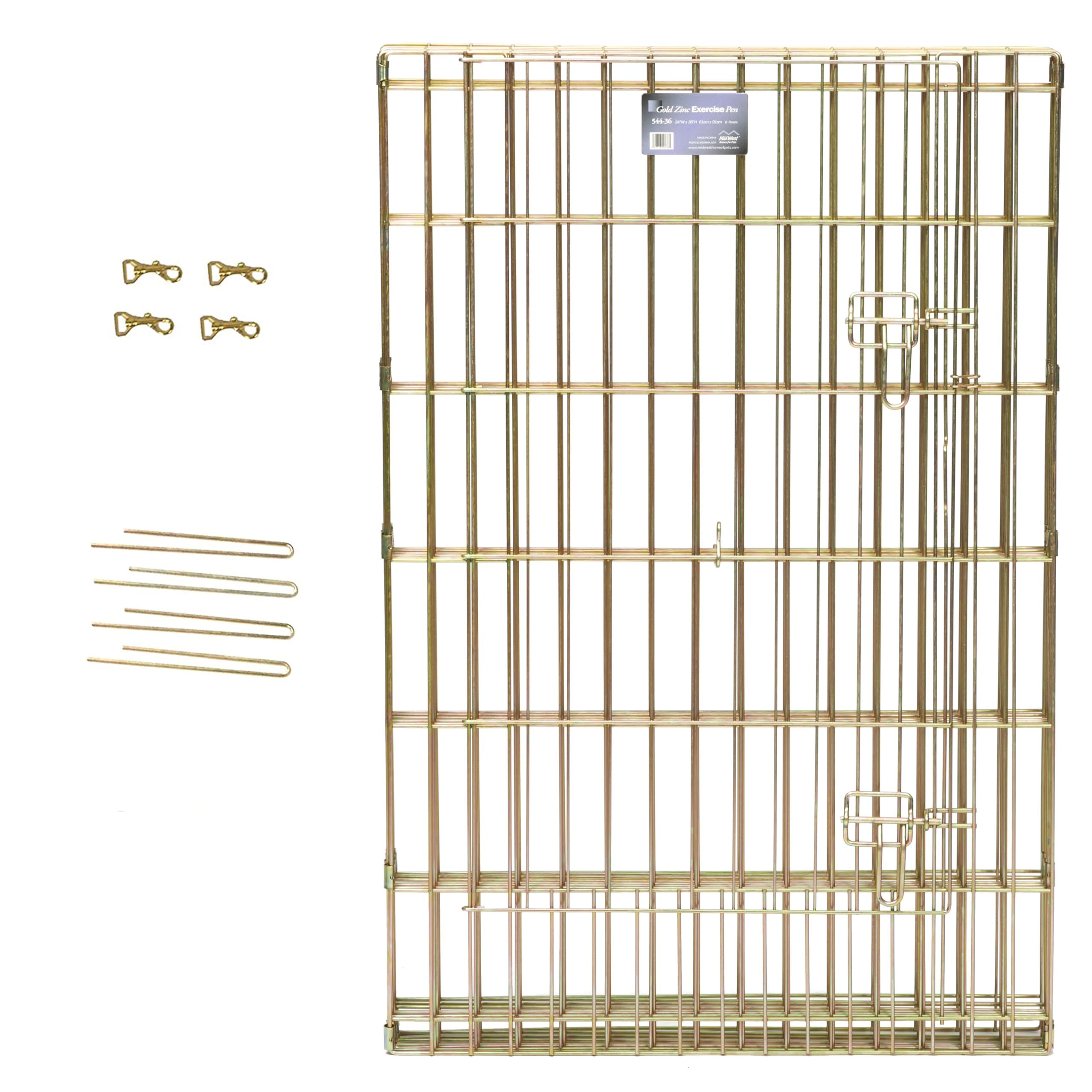 MidWest Homes for Pets Recinto pieghevole, in metallo con porta, 60,96 x 121,92 cm (La x A), zinco dorato, 548-48