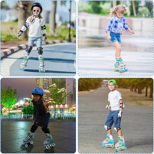 Miniatura 8 de Patines para niños con ruedas iluminadas, 4 tamaños, ajustables, divertidos, iluminadores, para niños pequeños, principiantes, patinaje al aire