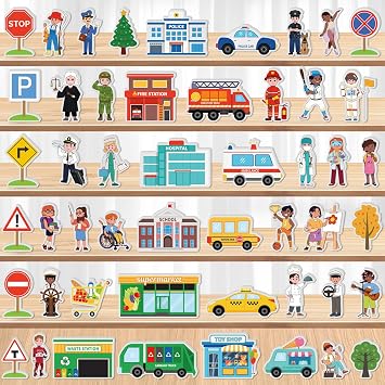 Gemscream 50 Pcs Wooden Community Helpers Toys for Preschool,Classic