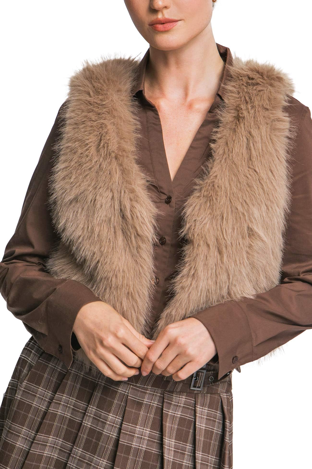 Love Tree Womens Juniors Soft Faux Fur Vest