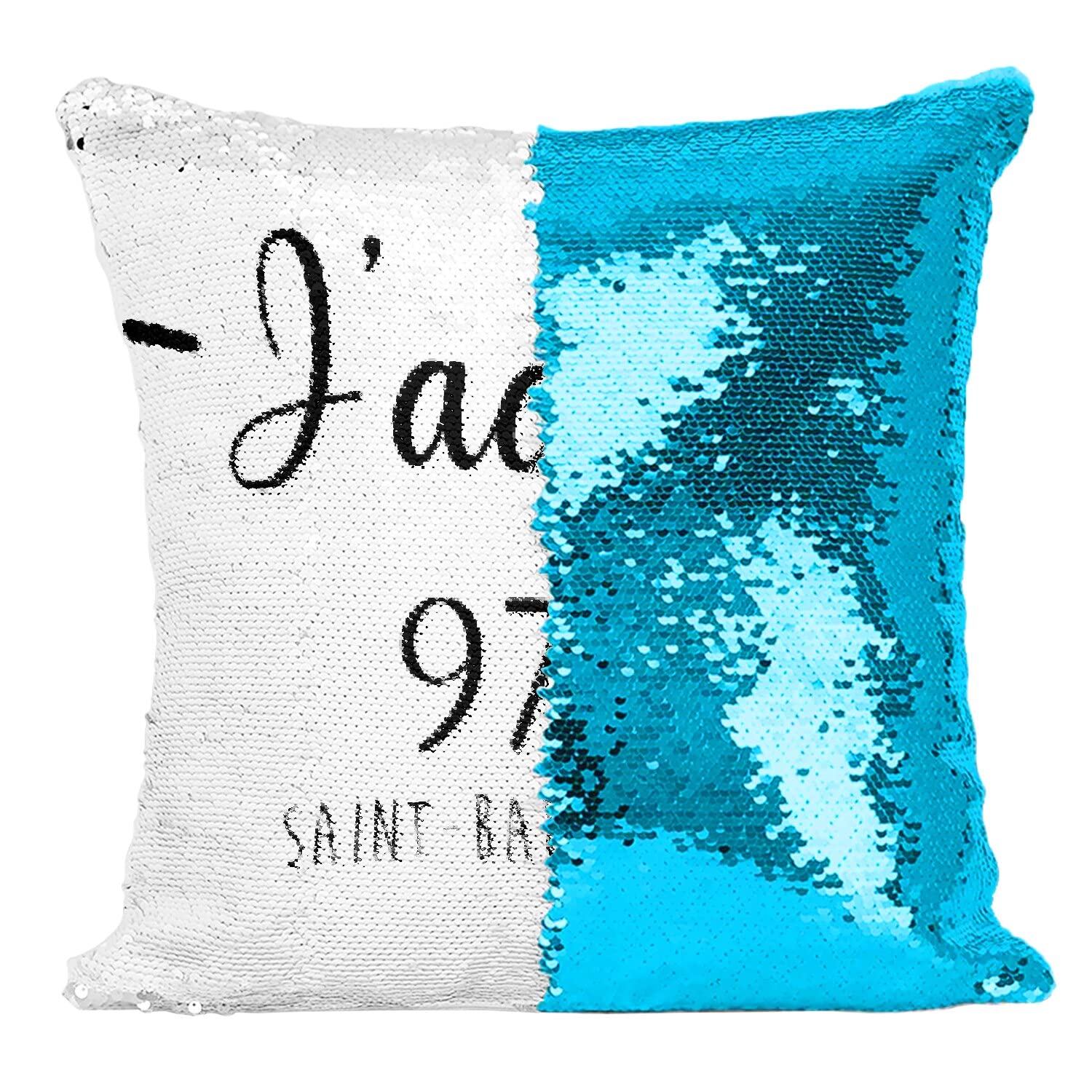 Coussin housse sequin turquoise d'exception J'adore 977 France